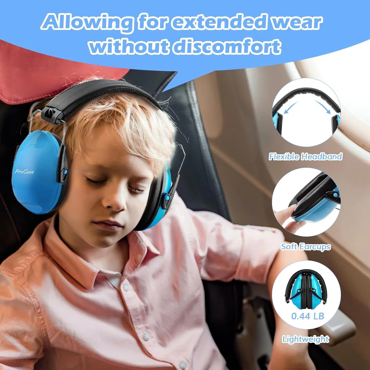 ProCase Kinder Gehörschutz NRR 21dB Lärmschutz für 3-12 Jahren Ohrenschützer Kapselgehörschutz für Schlaf, Reisen & Karnevalsumzügen Autismus Noise Cancelling
