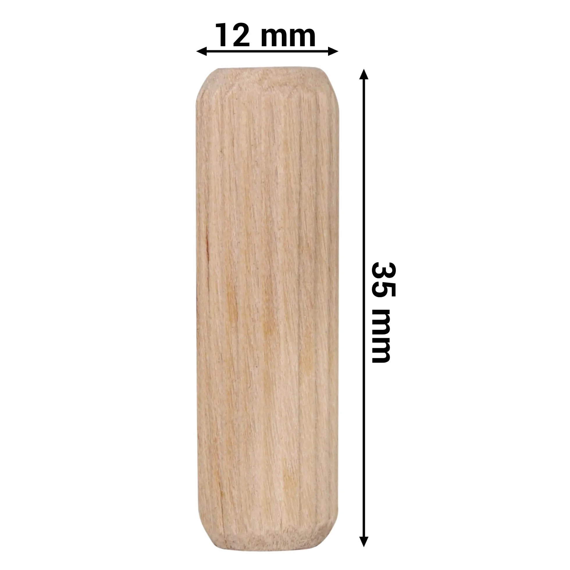 SKIR'CO (50 Stück) Holzdübel 12 x 35 mm, gerillte Holzdübel, geriffelte Stifte für Möbel, gerillte Dübel