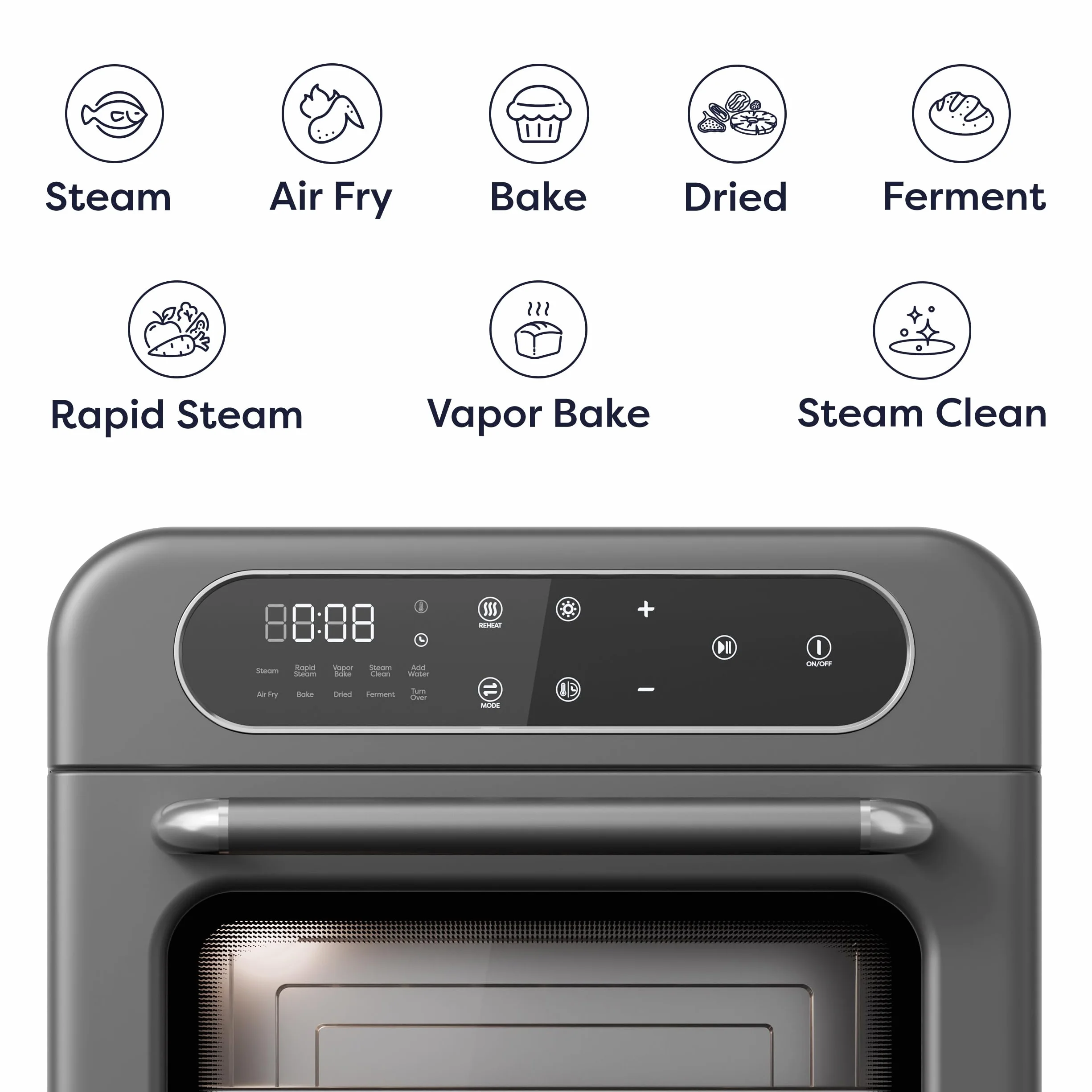 8-in-1 Countertop Steam Oven with Air Fryer, 13QT Mini Toaster Oven | Convection Toaster Oven | Rapid Steam, Steam Bake, Air Fry, Dehydrate & Ferment, 85–430°F, 12-Hour Timer, Steam Clean