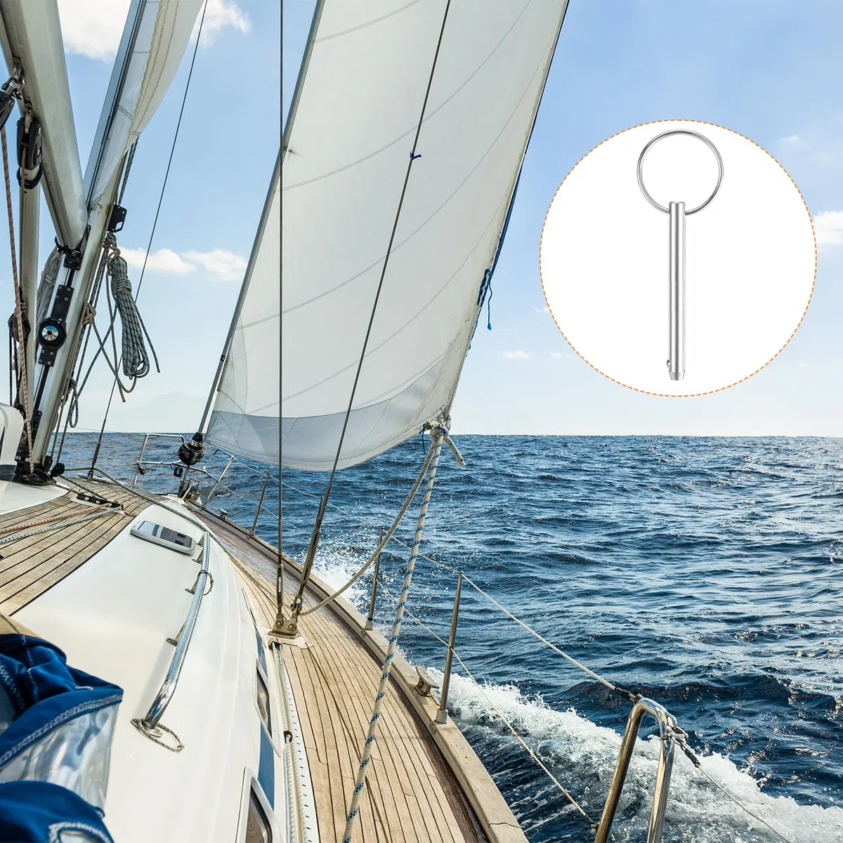 QUARKZMAN 4 Stück Steckbolzen mit Kugelsicherung, 6.3mmx51mm Schnellverschlussstifte 316 Edelstahl Marinehardware Für Marine Bergsitze Schiffausrüstung Schiffbau Silber