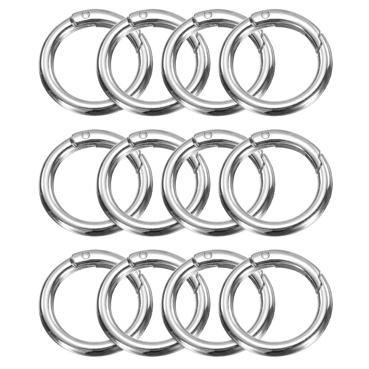 QUARKZMAN 12 Stück Runder Karabiner 35mm, Universeller Premium-Schlüsselanhänger Geeignet für DIY-Schlüsselanhänger, Rucksäcke, Geldbörsen, Handtaschen, Hellsilber