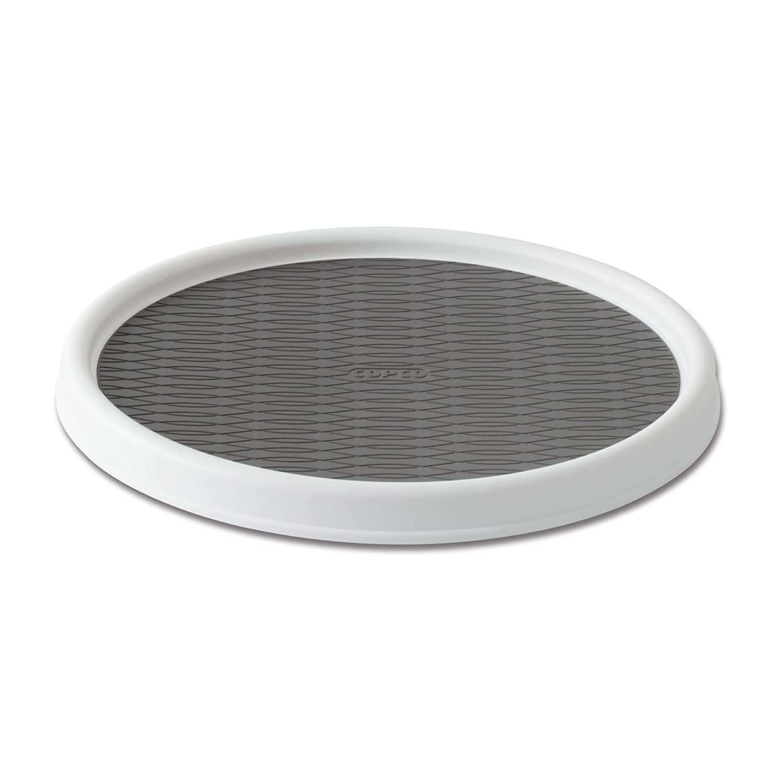 Elevated 12-Inch Rotating Storage Turntable, White & Aqua