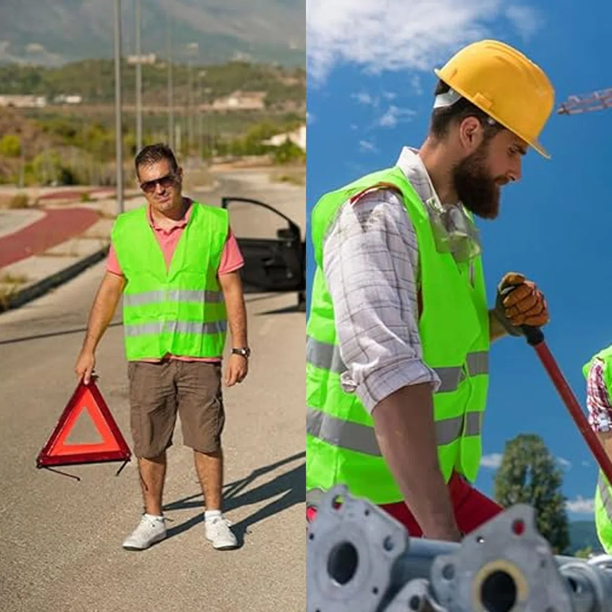 5 Stück Warnweste Auto Sicherheitsweste Warnweste, Pannenweste Warnwesten für Autofahrern Fahrern Arbeitskräften (59x68cm)