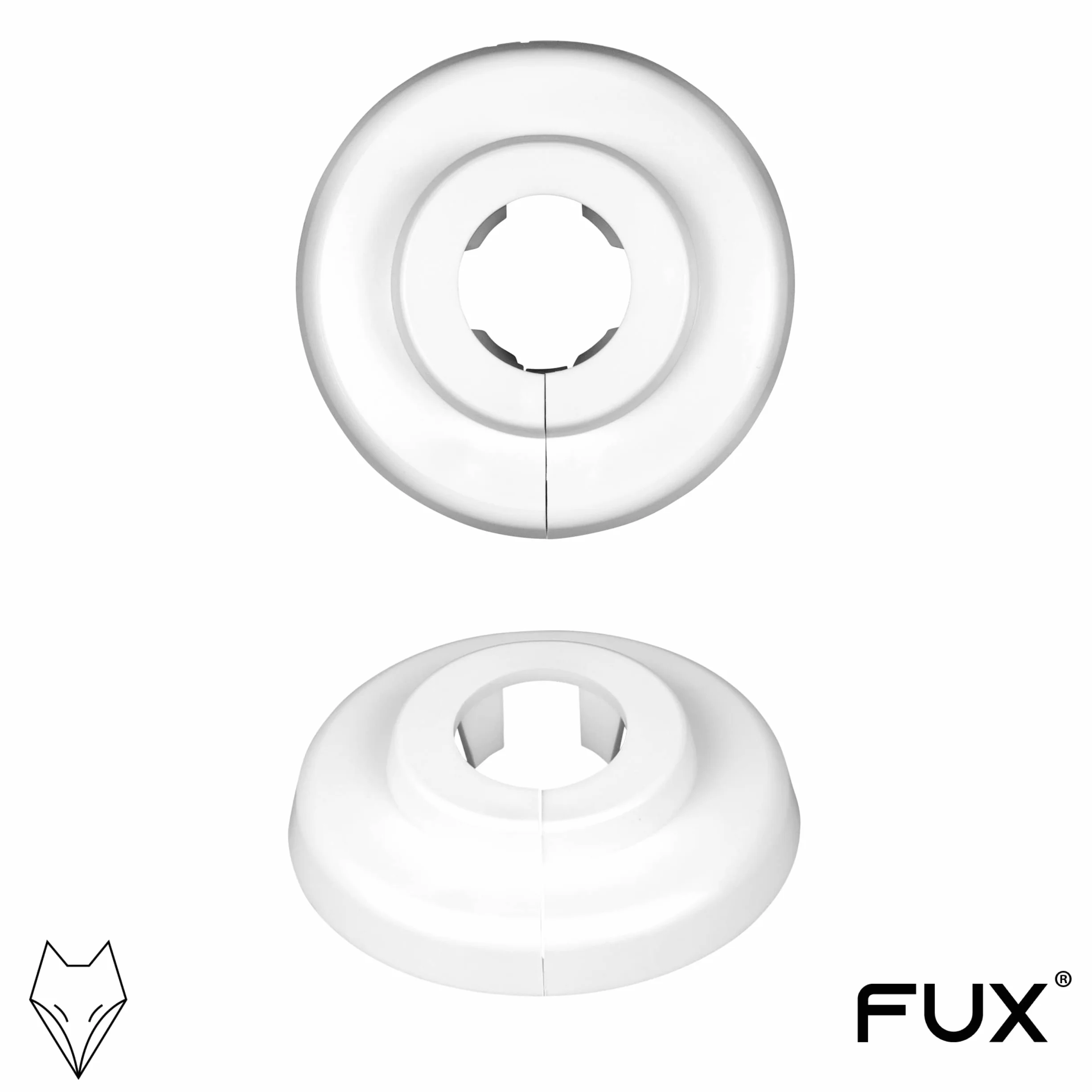 FUX 10 St. Heizungsrohr Rosette 15mm Abdeckung Verkleidung - Einzelrosetten Weiß für Heizkörperrohre
