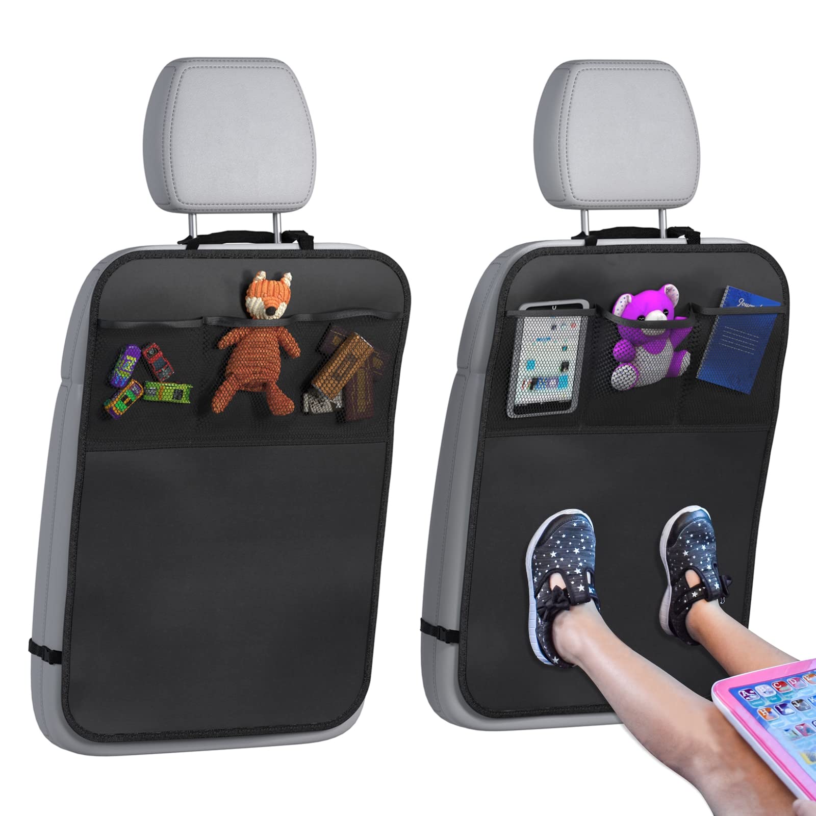 Elegant Grey Vehicle Seat Back Organizer & Protector