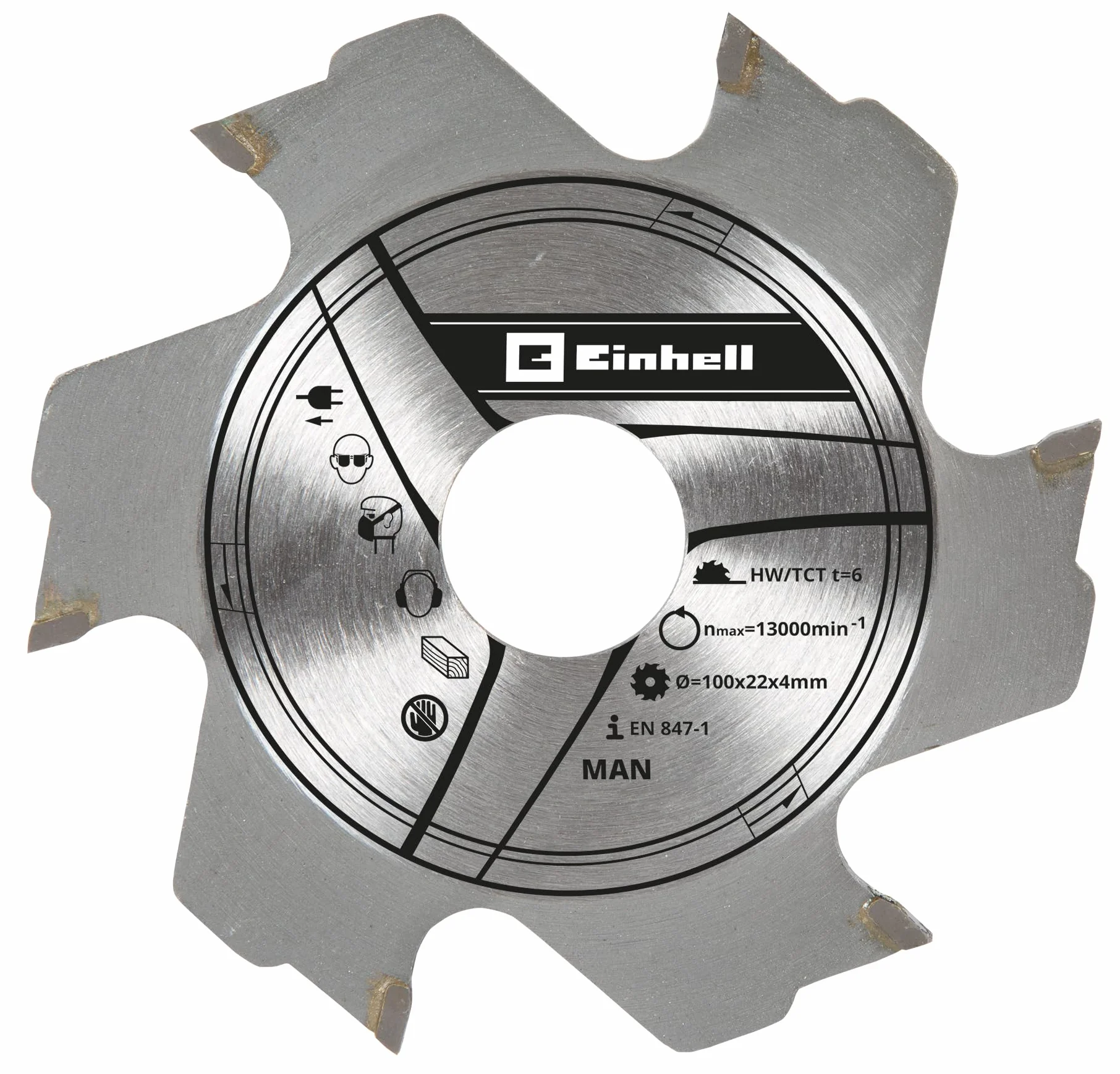 Original Einhell Fräserblatt 100 x 22 x 4,0 mm 6Z (Flachdübelfräsen-Zubehör, passend für alle Einhell (Akku)-Flachdübelfräsen, Ø 100 mm)