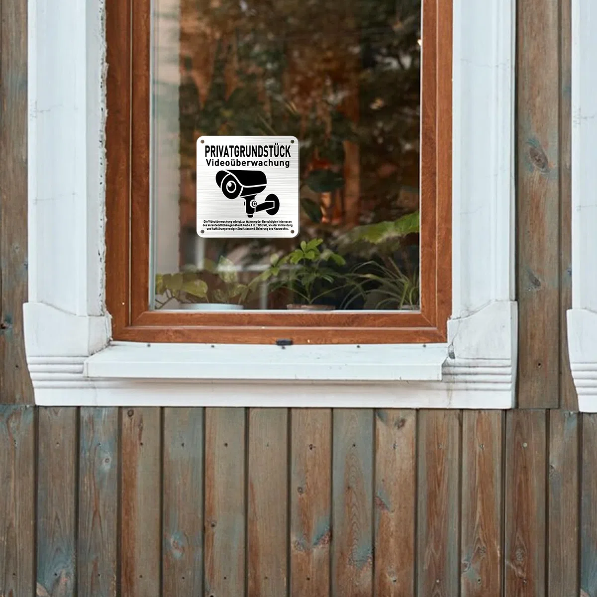 Schild Videoüberwachung Privatgrundstück Selbstklebend 12x12cm Klein Aluminium dsgvo Sicherheitsbereich Grundstück Videoüberwacht Metallschild für Innen und Außen