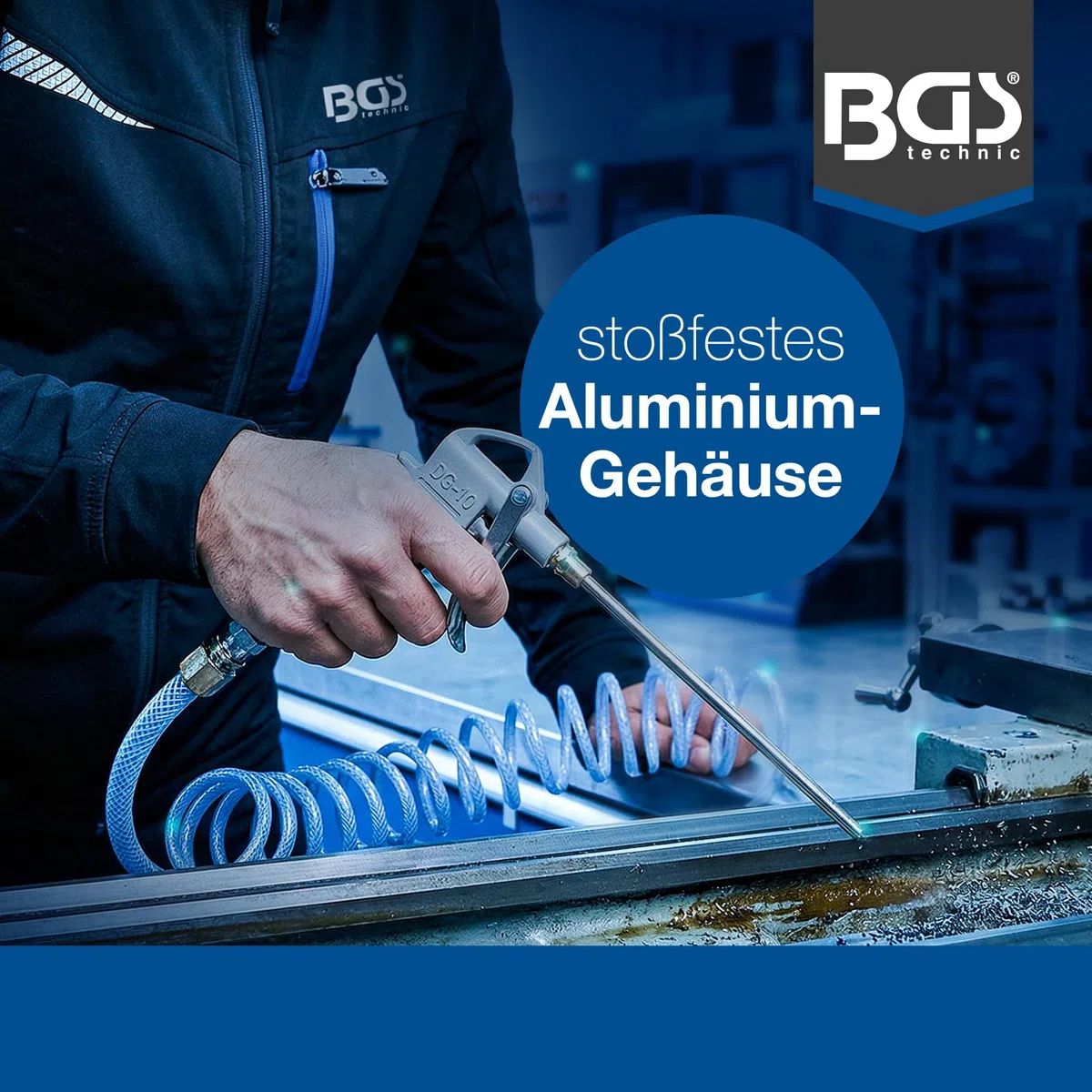 BGS 3215 | Druckluft-Ausblaspistole | Alu-Druckguss | mit 3 Düsen 25-100 - 200 mm | Druckluftpistole