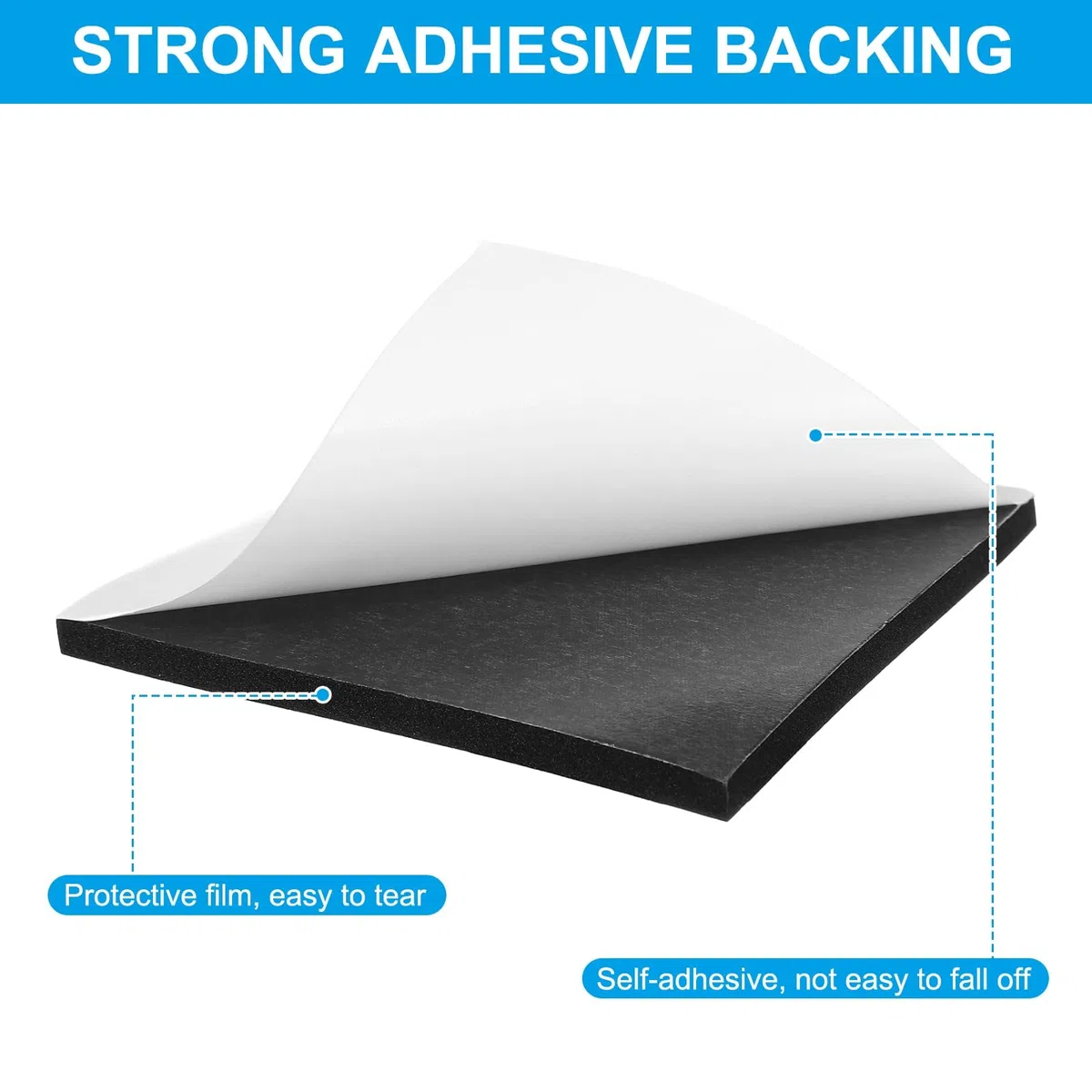 PATIKIL Klebende Schaumstoffpolsterung 8 Stück 100 x 100 x 6 mm Geschlossenzellenschaum Neopren Gummis Selbstklebende Antirutsch Pads Für Möbel Autos Lautsprecher Tastaturen Schwarz