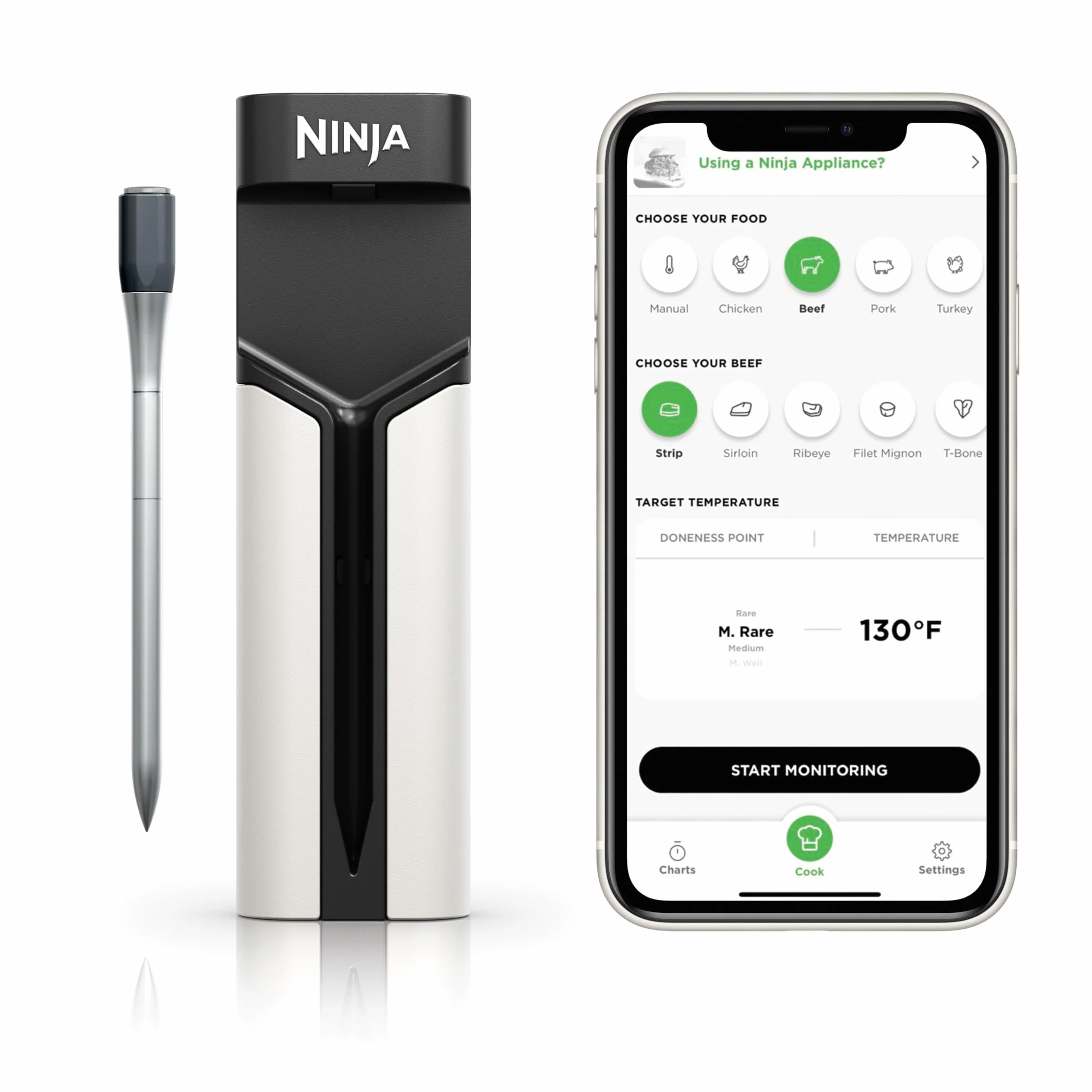 ProChef Wireless Thermometer WP100ME | ProChef Wireless Thermometer withstands 700°F and pairs with the ProConnect App for guided, no-guesswork cooking