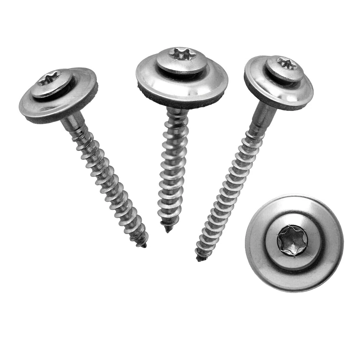 100 Spenglerschrauben Edelstahl 4,5 x 40 mm – 2tlg. mit EPDM-Dichtscheibe 15 mm – Antrieb TX20 (Innensechsrund) – Werkstoff A2 (VA / V2A)