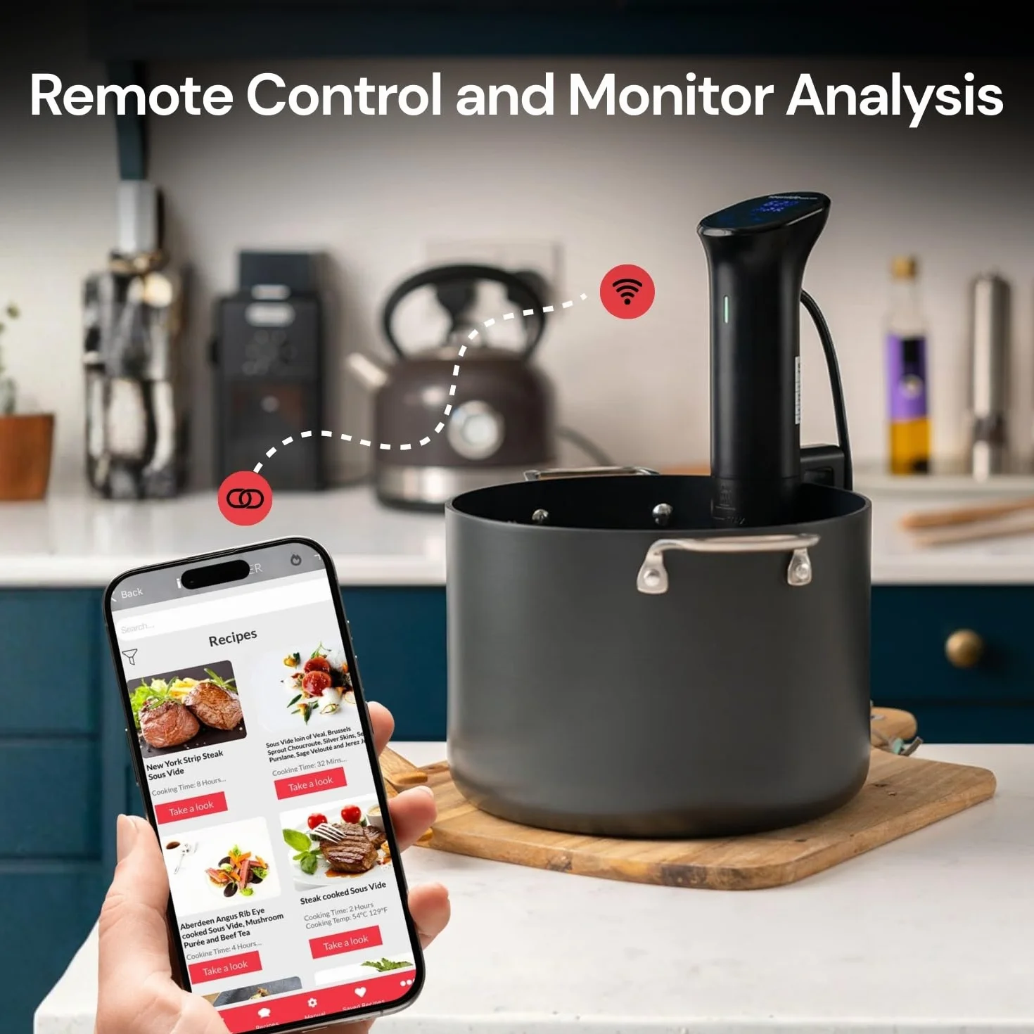 2.0 WiFi Sous Vide Immersion Circulator 1200W | Sous Vide Machine with ±0.1°C Precision Temperature Control – 600+ Guided Recipes – 42dB Quiet Operation – 30L Capacity