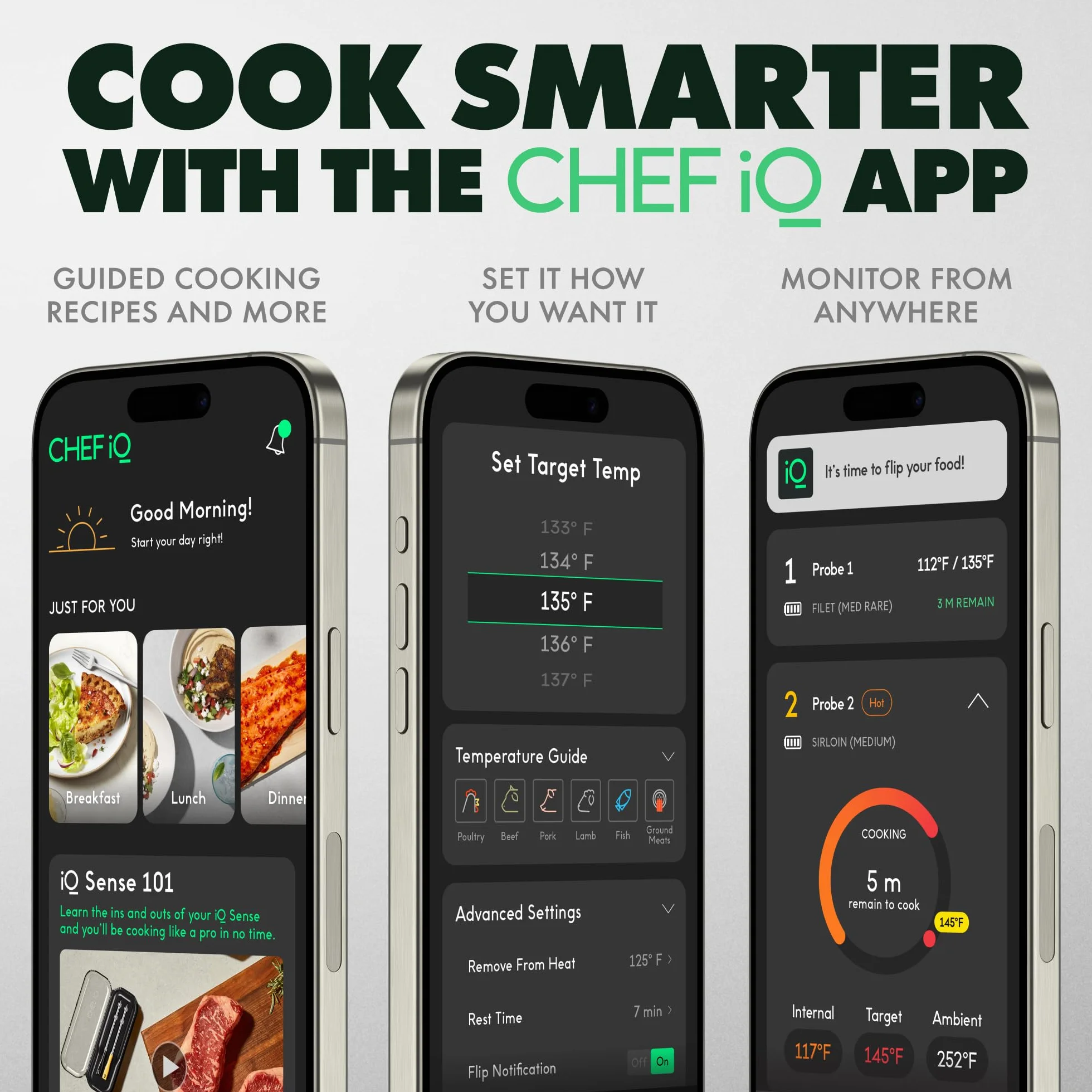 Smart Wireless Meat Thermometer | 2 Ultra-Thin Probes | WiFi Unlimited Range | 1000°F Heat Safe | 5 Sensors | BBQ, Grill, Oven, Smoker, Air Fryer | Gen3