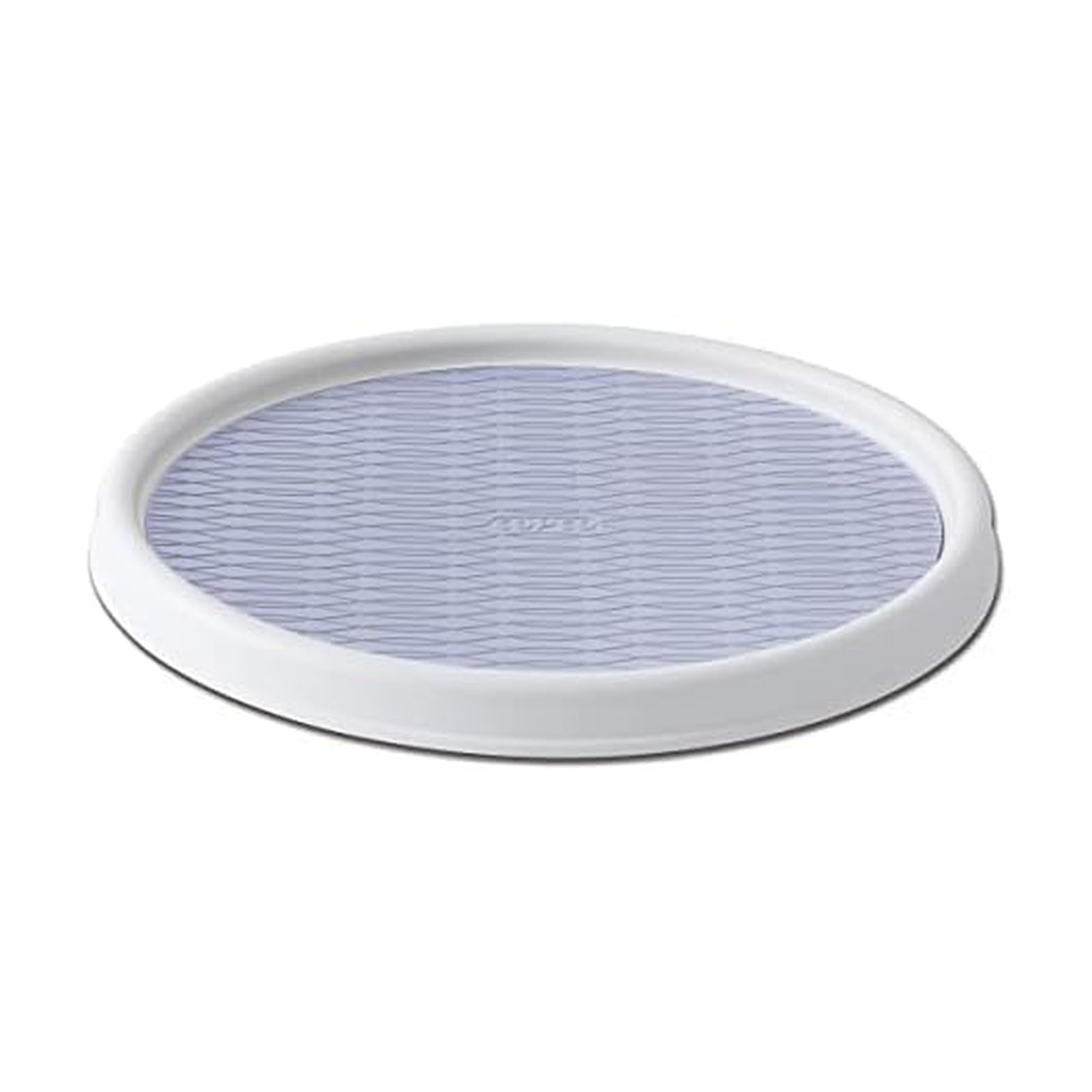 Elevated 12-Inch Rotating Storage Turntable, White & Aqua