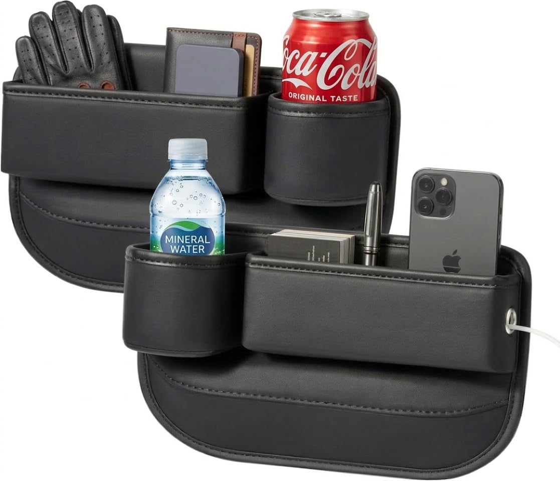 Sleek Car Console Organizer with Cup Holder