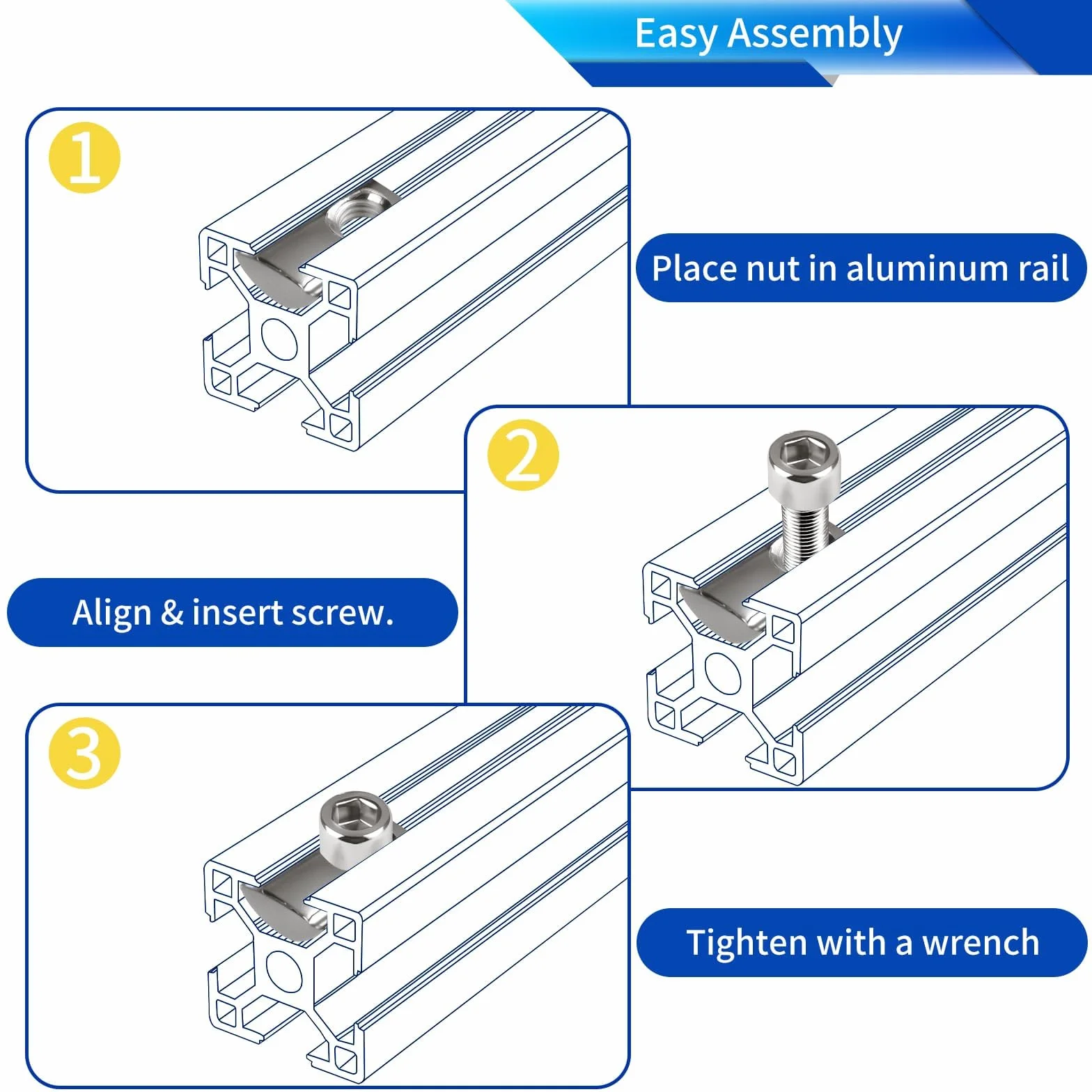 50 Stück Nutensteine M6 Nut 8 T Nutsteine Schrauben 30-Serie M6 Aluprofil 30x30 Vernickeltem Kohlenstoffstahl Gleitmutter mit Federkugel für Alu C Profil 3D Drucker CNC Europanorm (Silber)