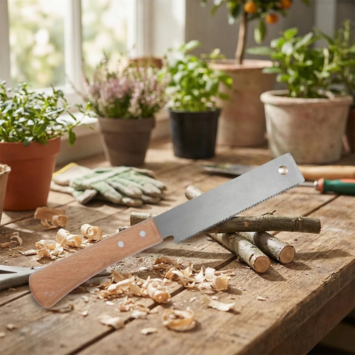 Feinsäge 300mm mit Holzgriff, 17 Zähne, HRC60-63 Härte, Handsäge für Holzbearbeitung und Feinschneiden