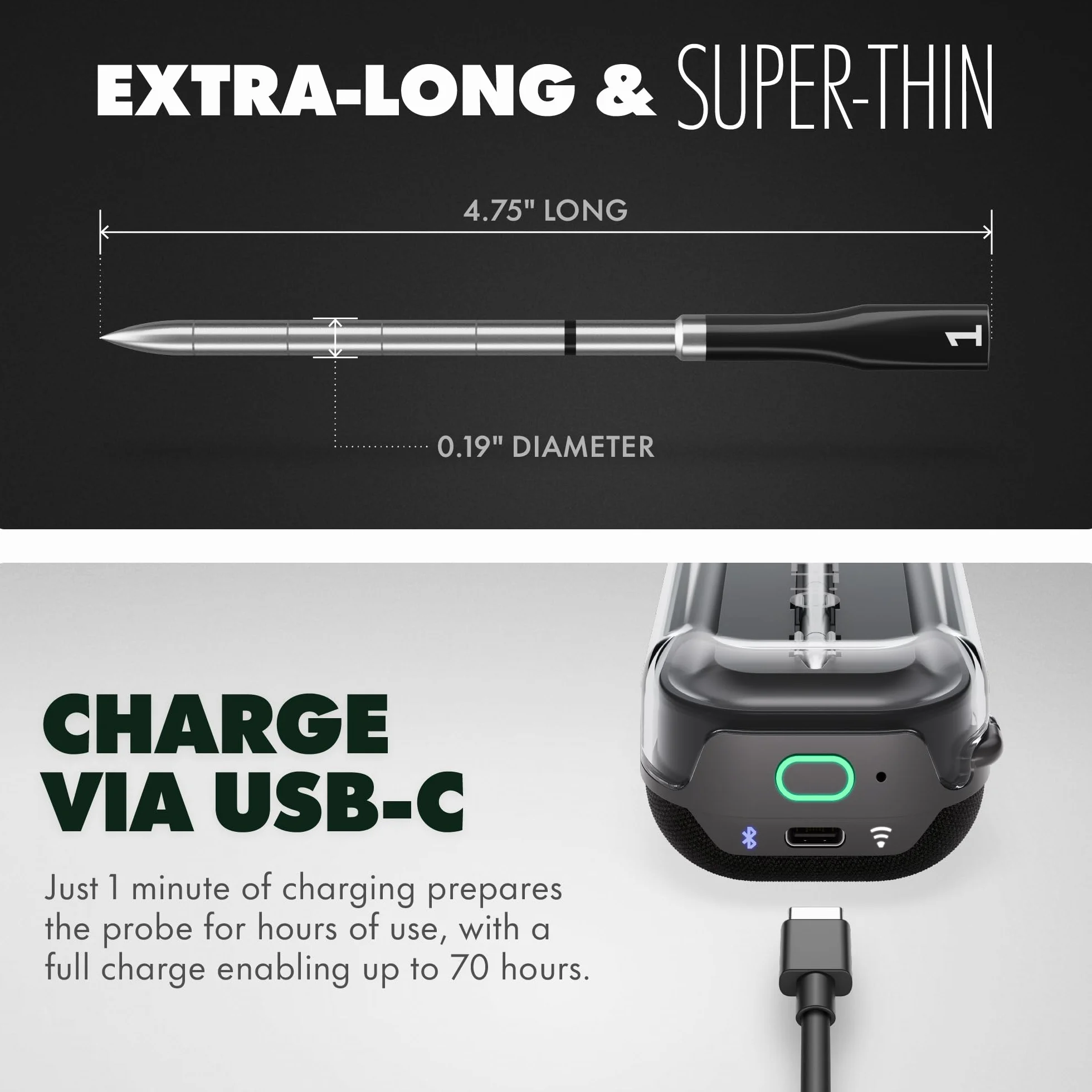 Smart Wireless Meat Thermometer | Ultra-Thin Probe | WiFi Unlimited Range | 1000°F Heat Safe | 5 Sensors | BBQ, Grill, Oven, Smoker, Air Fryer | Gen3