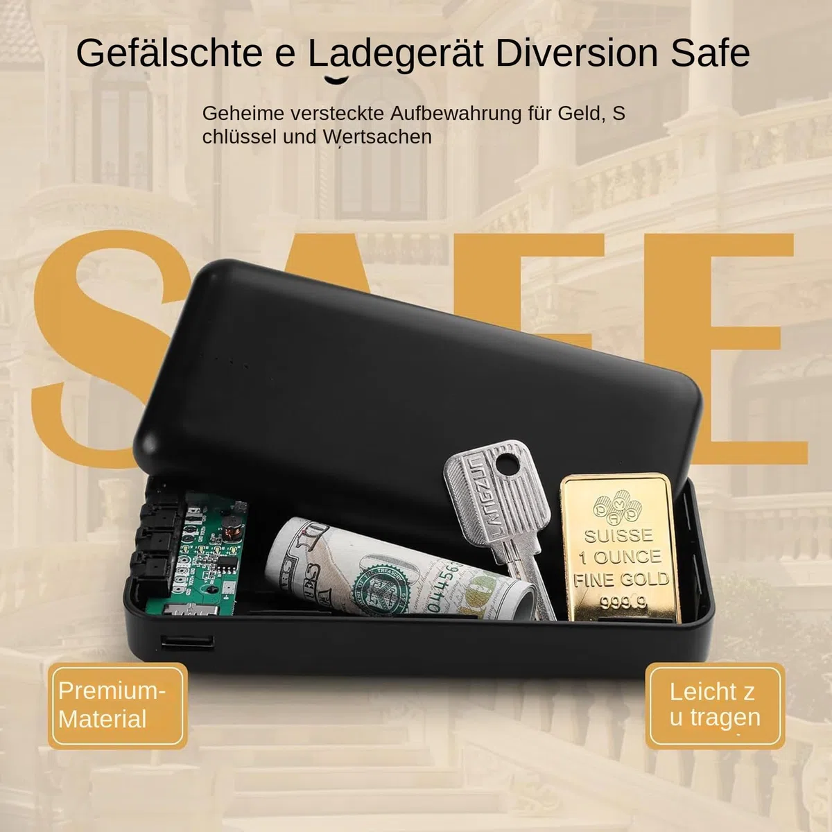 Geheimversteck - Versteck Für Wertsachen - Getarntes Versteck Als Powerbank Für Schmuck Schlüssel & Wertsachen