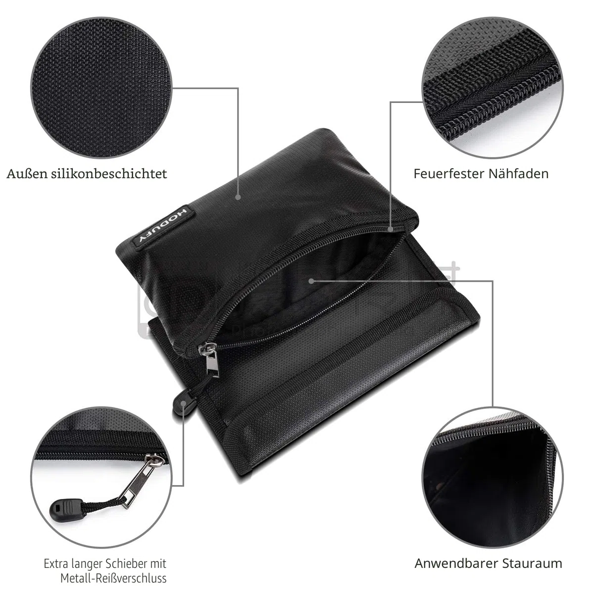 2 Stück (20 x12.7cm, 6400 °F) Feuerfeste Taschen,12-lagige Feuerfest Geldtasche, Feuerfeste Brieftasche for Passport Rechnungen,Scheine und Kleing Wasserfeste Sichere Tasche für Dokumente/Passport