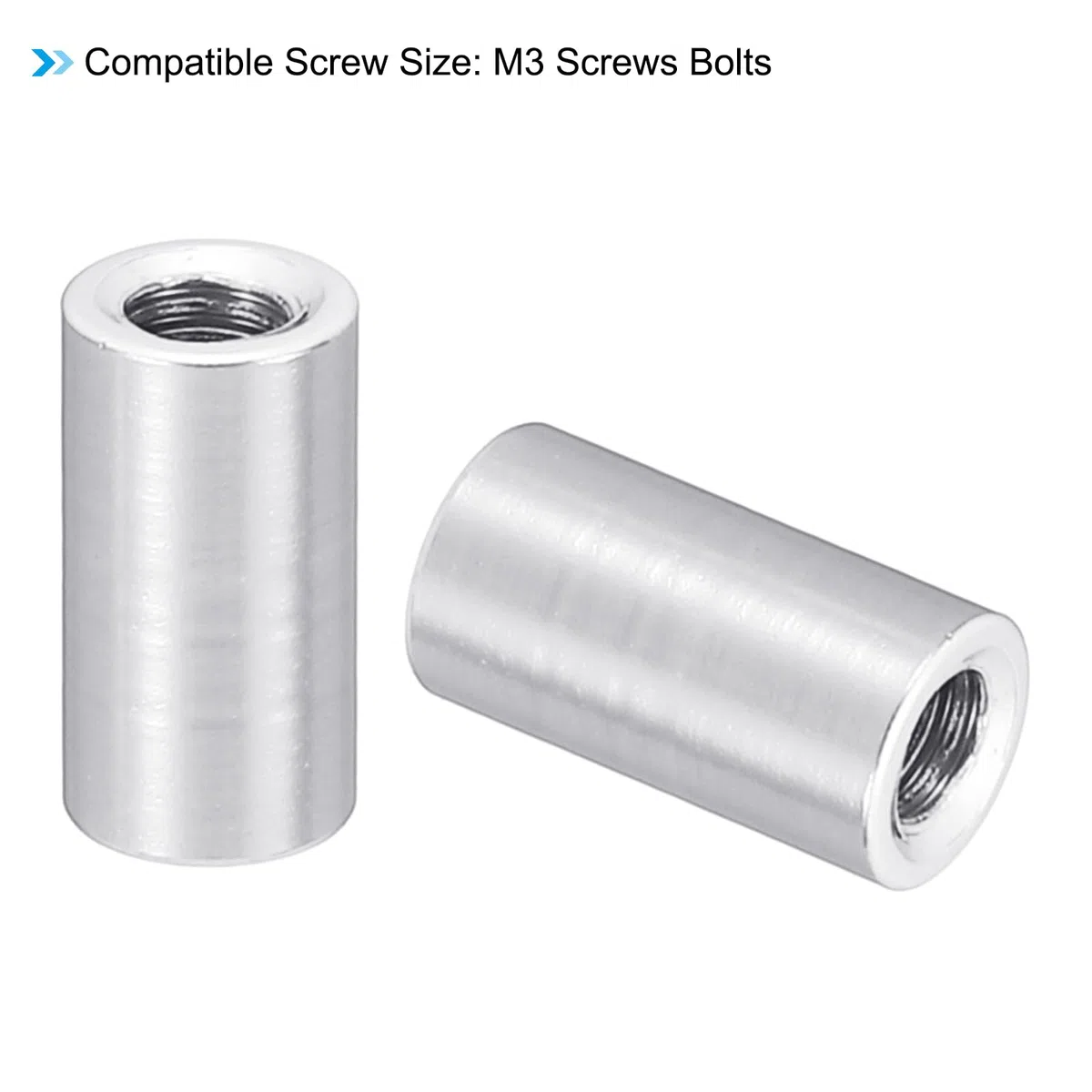 PATIKIL M3 Aluminium Abstandshalter, 12 Stück Metall Abstandsbolzen Hülsenmutter 3mm ID x 5mm OD x 10mm L Gewindeabstandshalter Schraubenständer Rund für RC Auto Motherboard, Silber