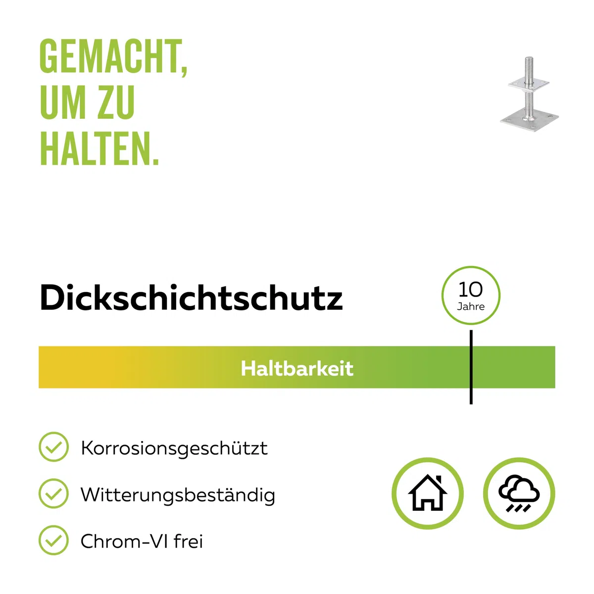 Alberts 218102 Pfostenträger | zum Aufschrauben | galvanisch verzinkt, dickschichtpassiviert | höhenverstellbar 30 - 150 mm | 70 x 70 mm