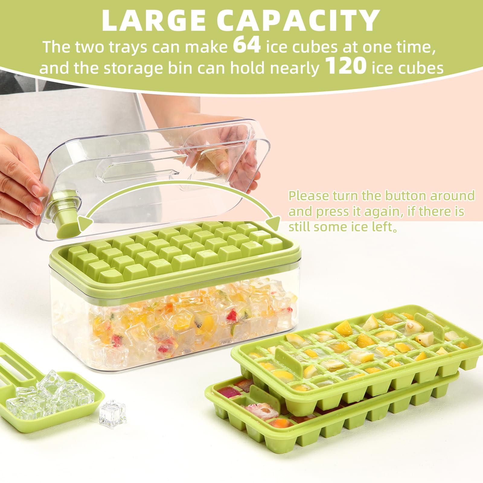 Elevated Ice Cube System with Storage & Scoop