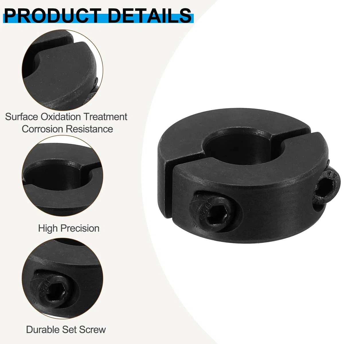 PATIKIL Geteilte Stellringe 12mm Langweilige 28mm OD 11mm Dicke, 4er Pack 45#Aluminiumlegierung Tiefenanschlagringe Klemm mit Gewindestift für die Maschinenbauindustrie, Schwarz