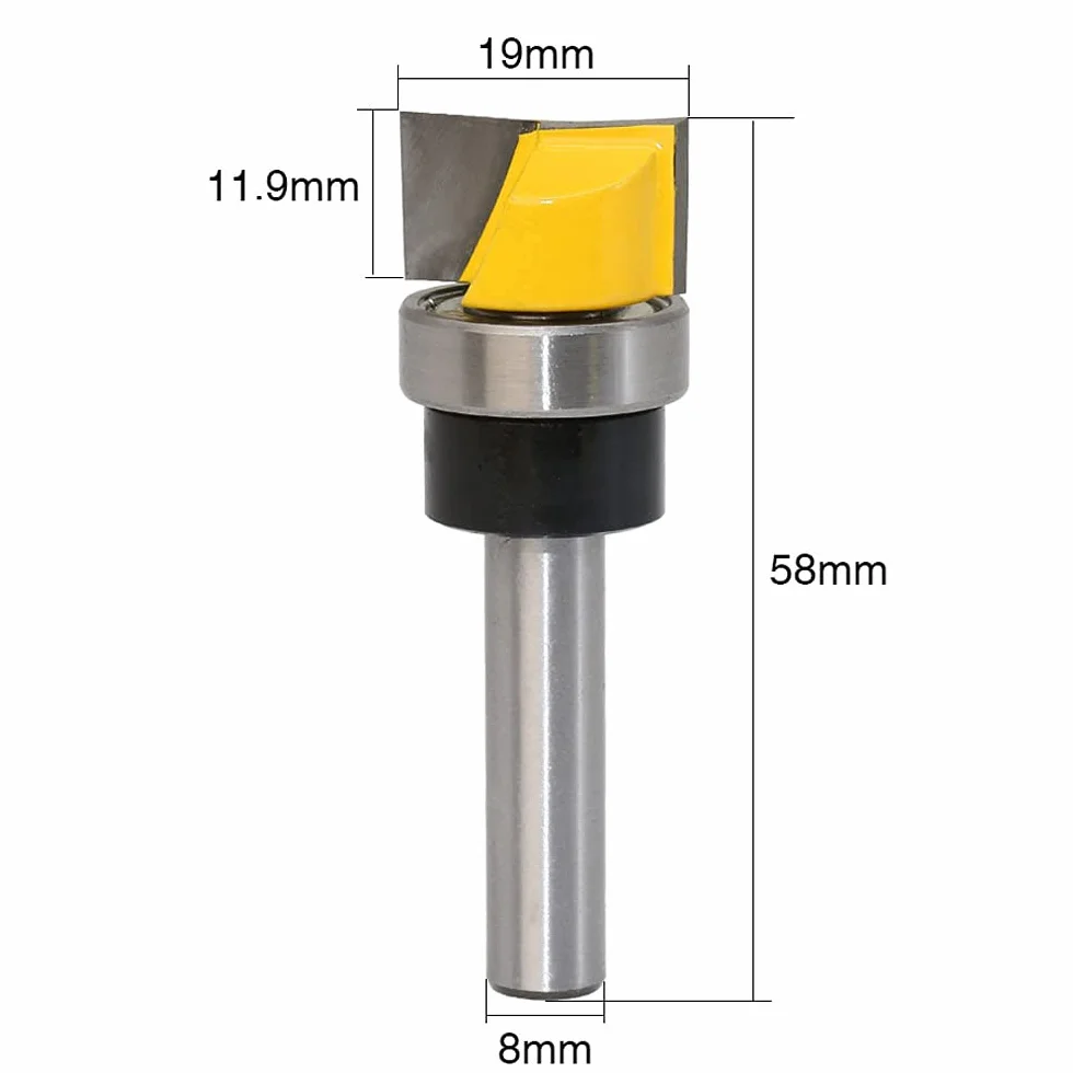 8mm Schaft Bündigfräser Kugellager Oben Bodenreinigung Holz Fräser Planfräser Hobelfräser Reinigungsfräser Bottom Bearing Flush Router Bit Oberfräser Fräser für Holzbearbeitung Fräswerkzeuge