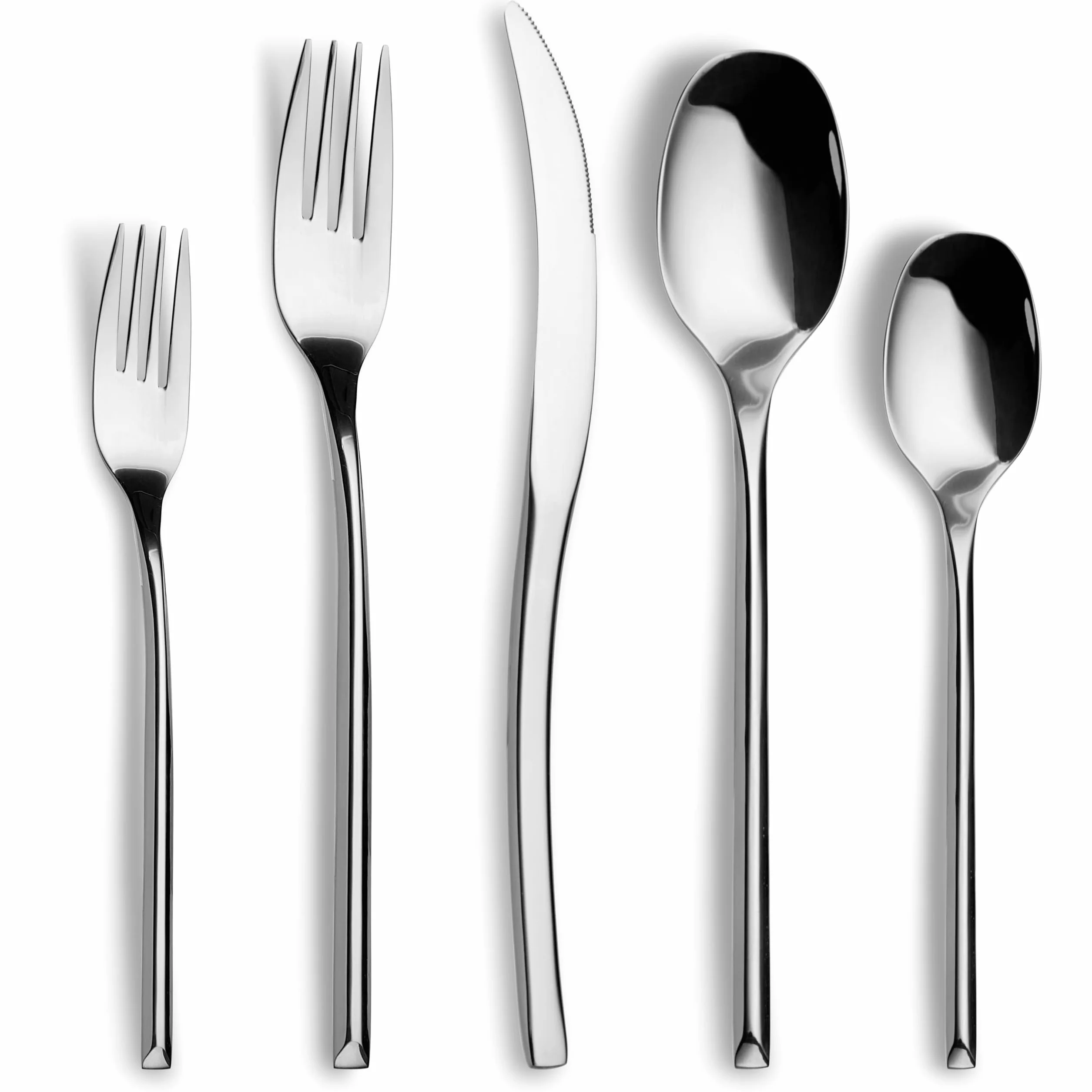 40-Piece Silverware Set for 8,Modern 18/10 Stainless Steel Flatware Set,Luxury Cutlery Set,Unique Utensils Set for Restaurant,Spoons and Forks Set,Mirror Polished,Dishwasher Safe