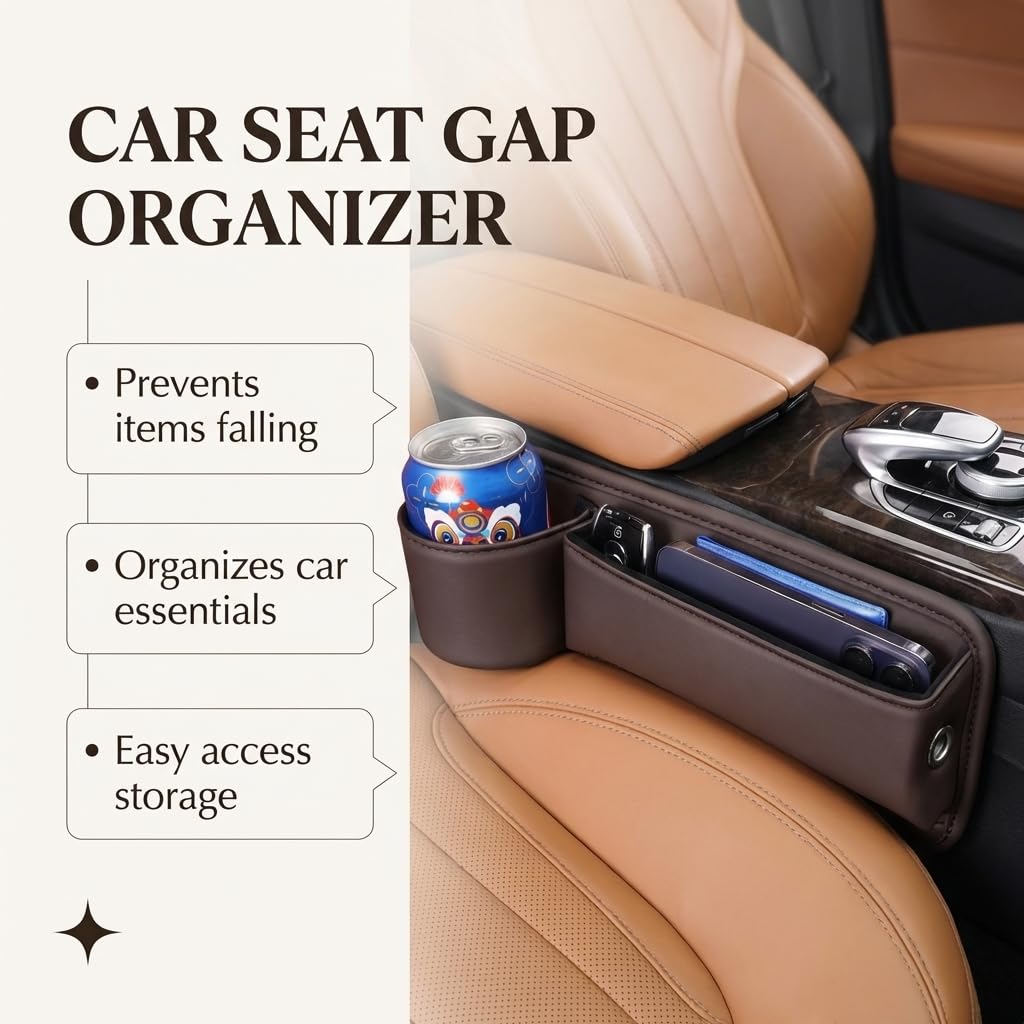Sleek Car Console Organizer with Cup Holder