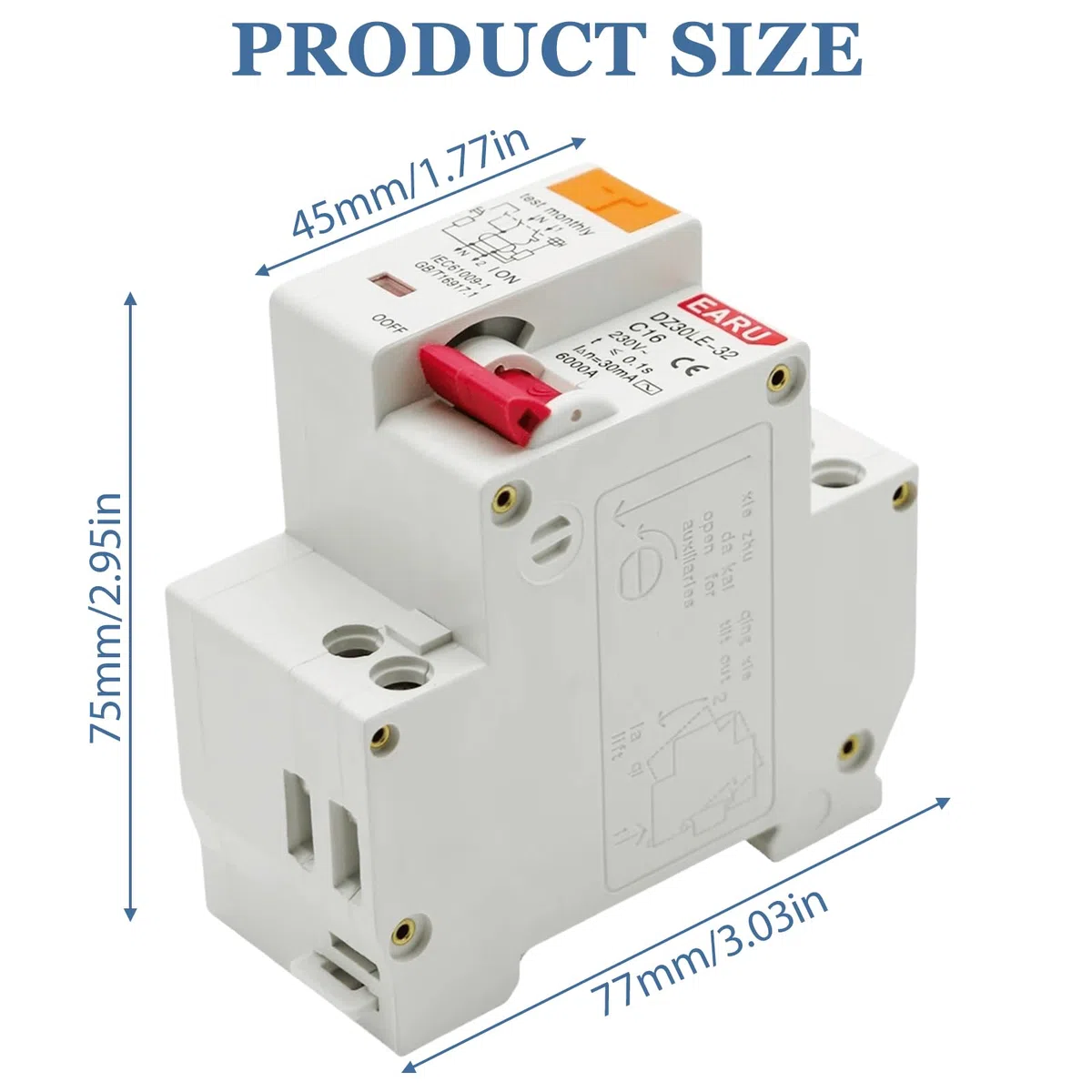 Fi Schutzschalter 16A, AC 230V 30mA C16 1P+N Leitungsschutzschalter, Hutschiene Auslaufschutz Überlastschutz Fehlerstromschutzschalter, FI/LS Schalter Sicherungsautomat, Fehlerstromschutzschalter