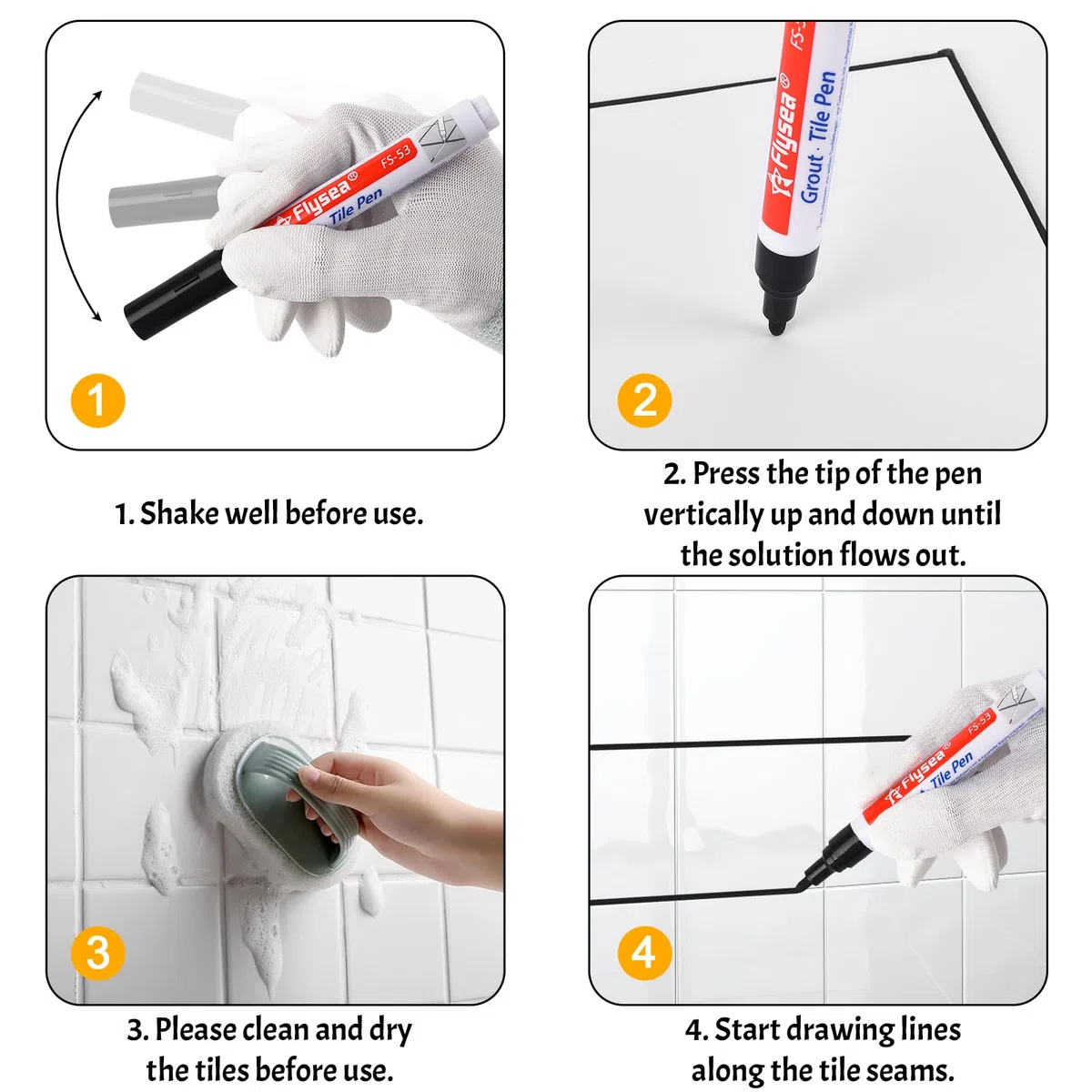 6 Stück Fugenstift Fugenmörtel Restaurierung Stift mit Ersatzspitze, Wasserfest Fugenstift Fliesen Stift Fugen, Reparatur Marker für Reparatur Fliesen Mörtel in Badezimmer, Küche, Veranda-Dunkelgrau