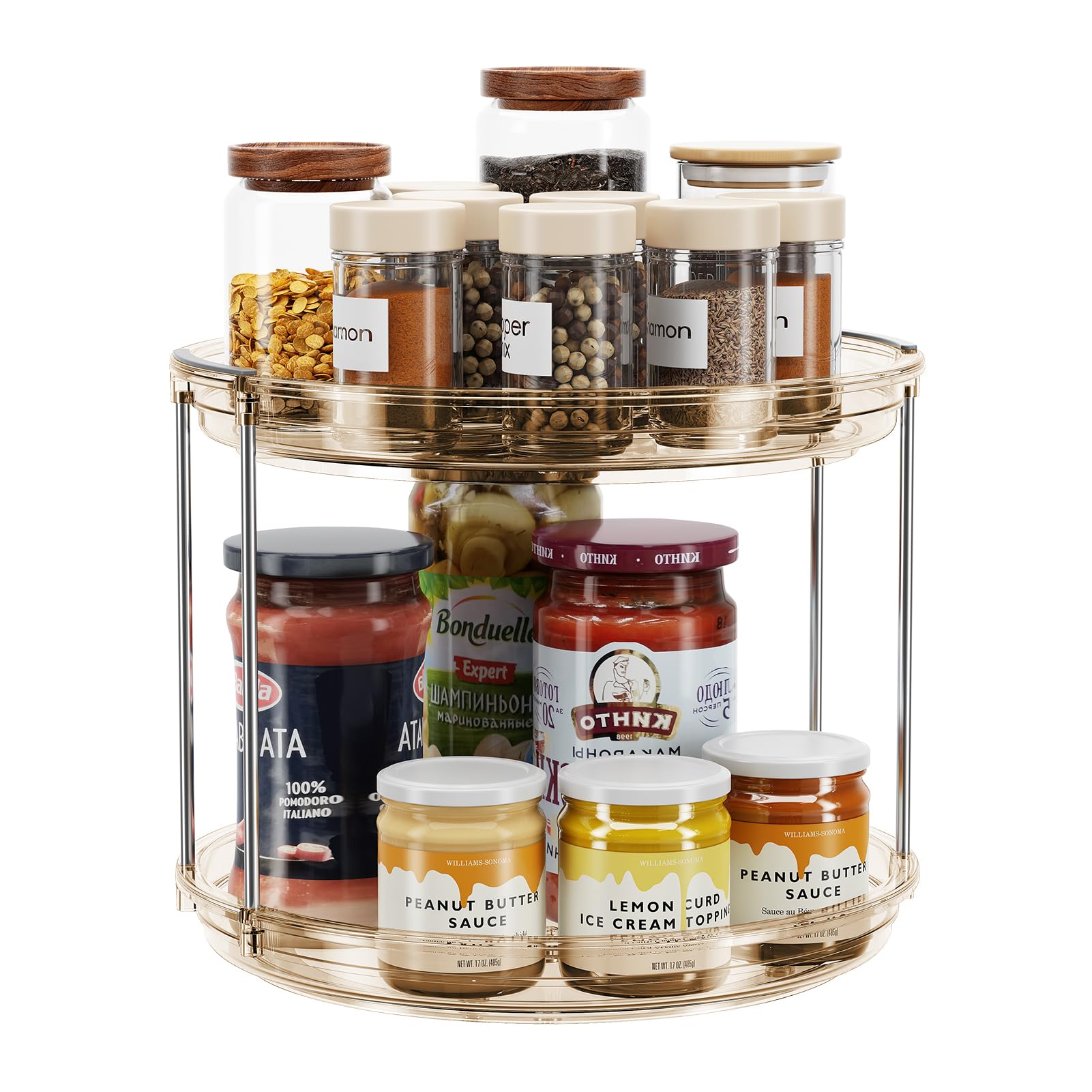 Elegant Two-Tier Rotating Organizer, Grey