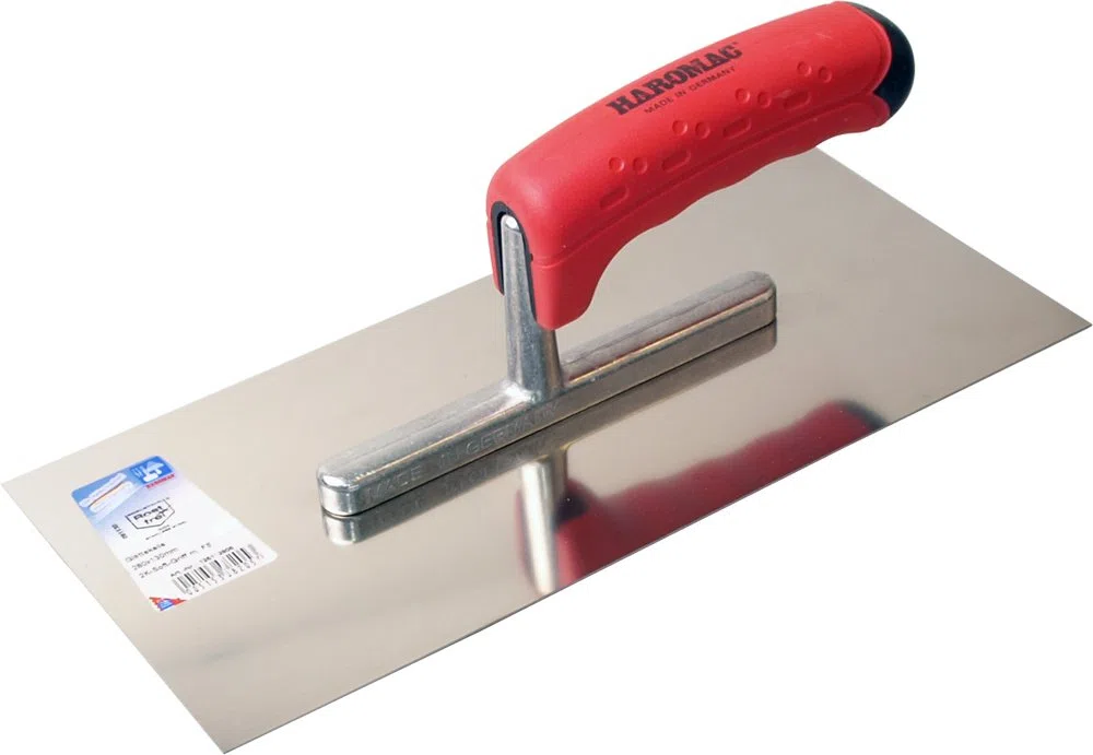HAROMAC Glättekelle Made in Germany, 280x130mm | rostfreier Edelstahl, 2 Komponenten Softgriff, Profiqualität, Glätter, Traufel, Glättscheibe