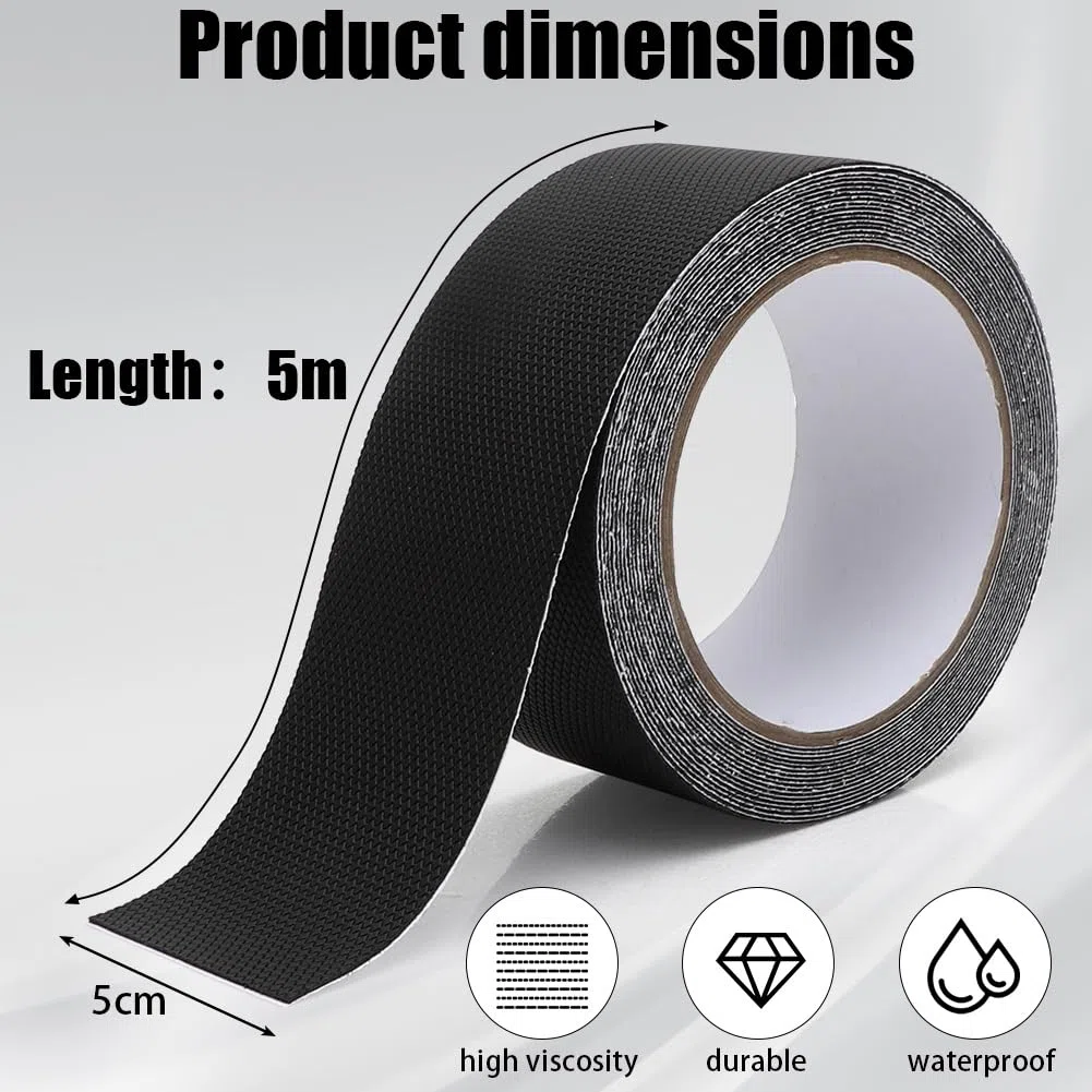 RANJIMA Anti-Rutsch Klebeband Gummi 50 mm x 5 m, rutschfestes Selbstklebeband Wasserfest und strapazierfähig für Treppenstufen Leiter Werkzeuge Bad und Garten