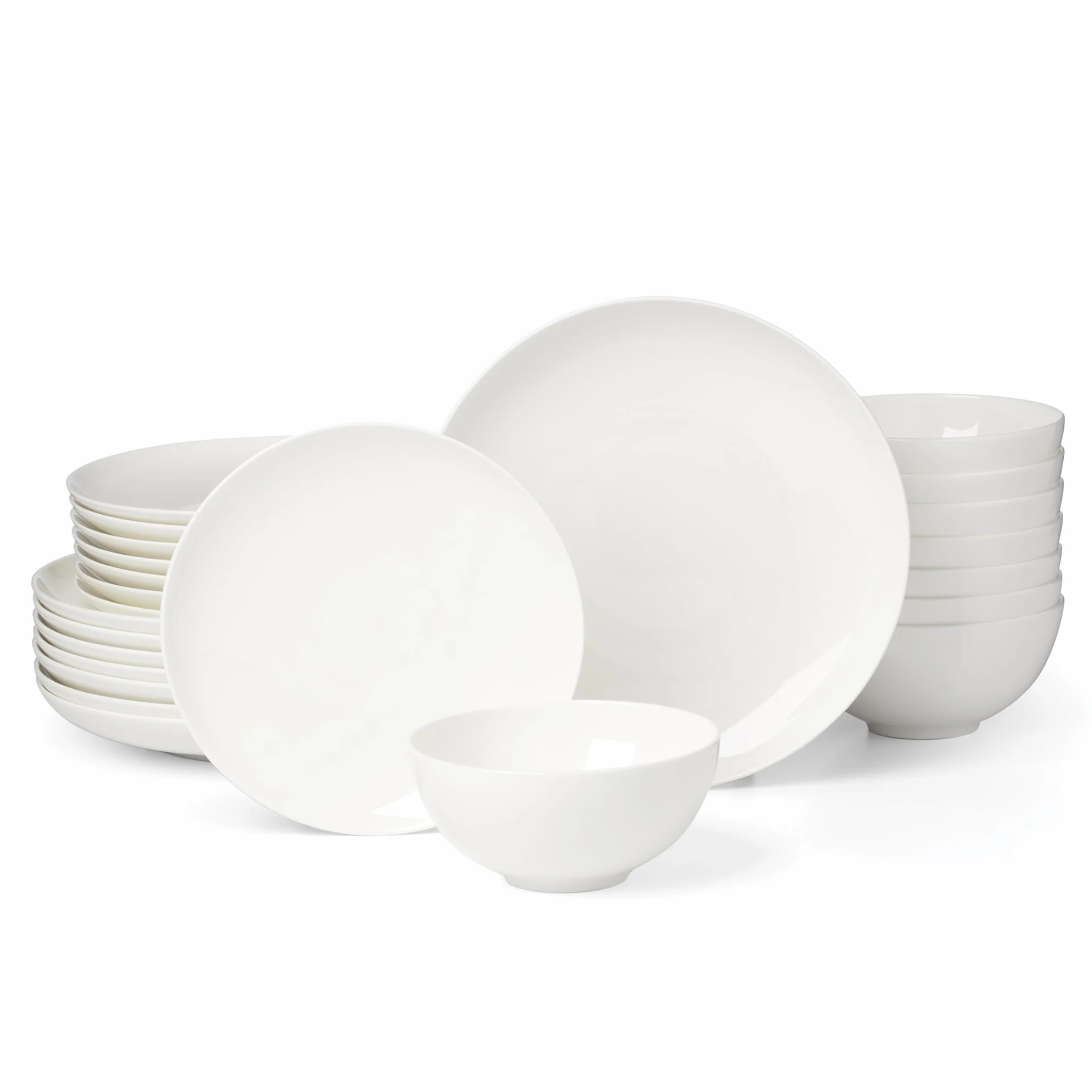 Lenox Studio 1414 Coupe Bone China 24-Piece Dinnerware Set for 8 | dishwasher safe | plates and bowls sets for kitchen and dining | 11 inch plate, dish set, dishes | 3 inch