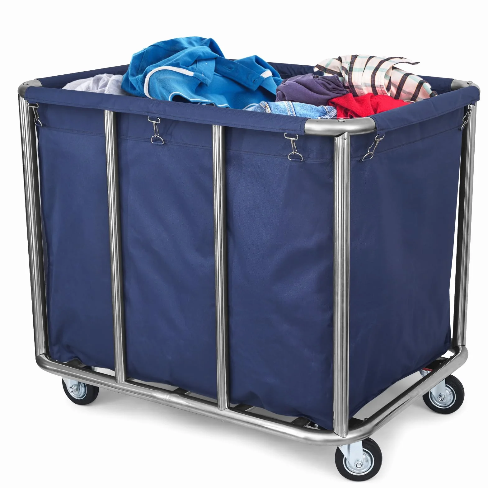 Commercial Laundry Cart with Wheels - Industrial Grade, Heavy Duty, Large Laundromat Cart 440-pound Weight Capacity, 400L Volume