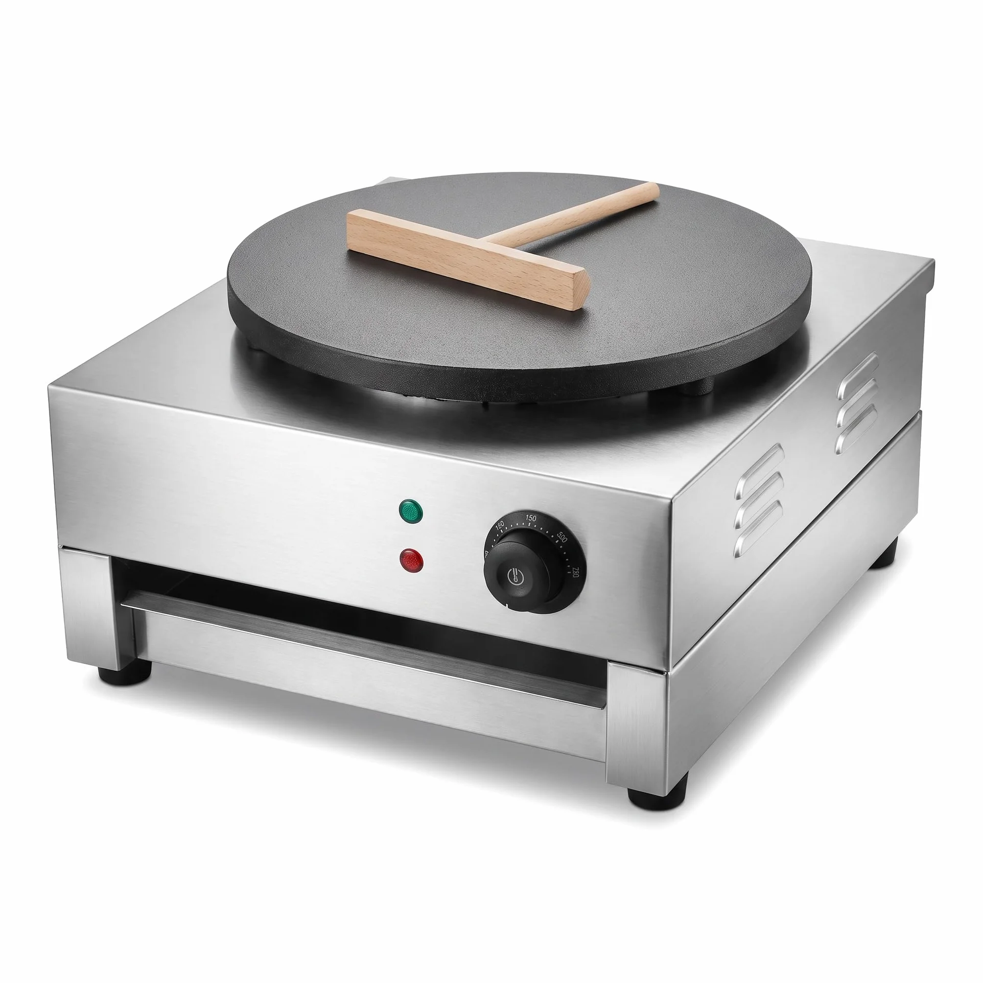 Electric Crepe Maker 16" Large Crepe Machine Maker Pancake Making Machine Flat Plate Crepe Griddle (Silver(110V))