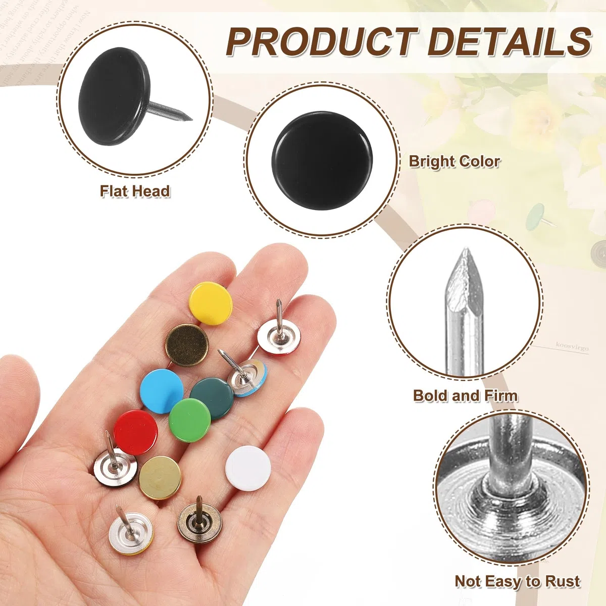 QUARKZMAN 150 Stück Polsternägel 11mmx13mm Flachkopf Reißnägel Dekorative Möbelnägel Pinnwandnadeln Für Möbel Sofa Kopfteile Schwarz