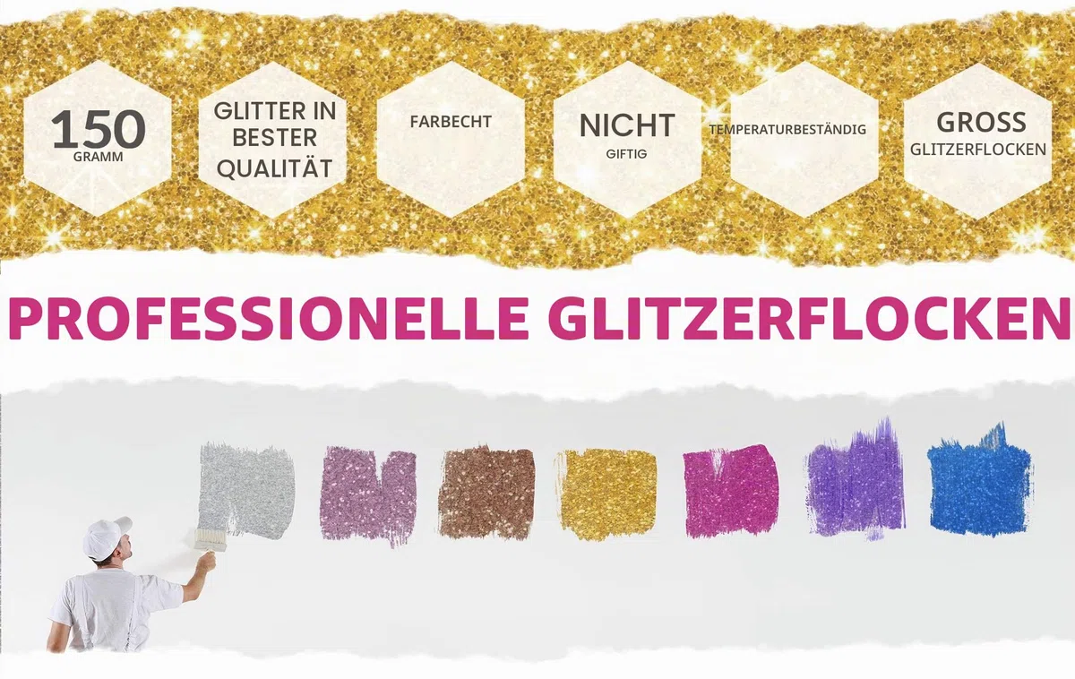 Goldener Wandglitzer für Dispersionsfarbe, 150 g, für den Innen- und Außenbereich