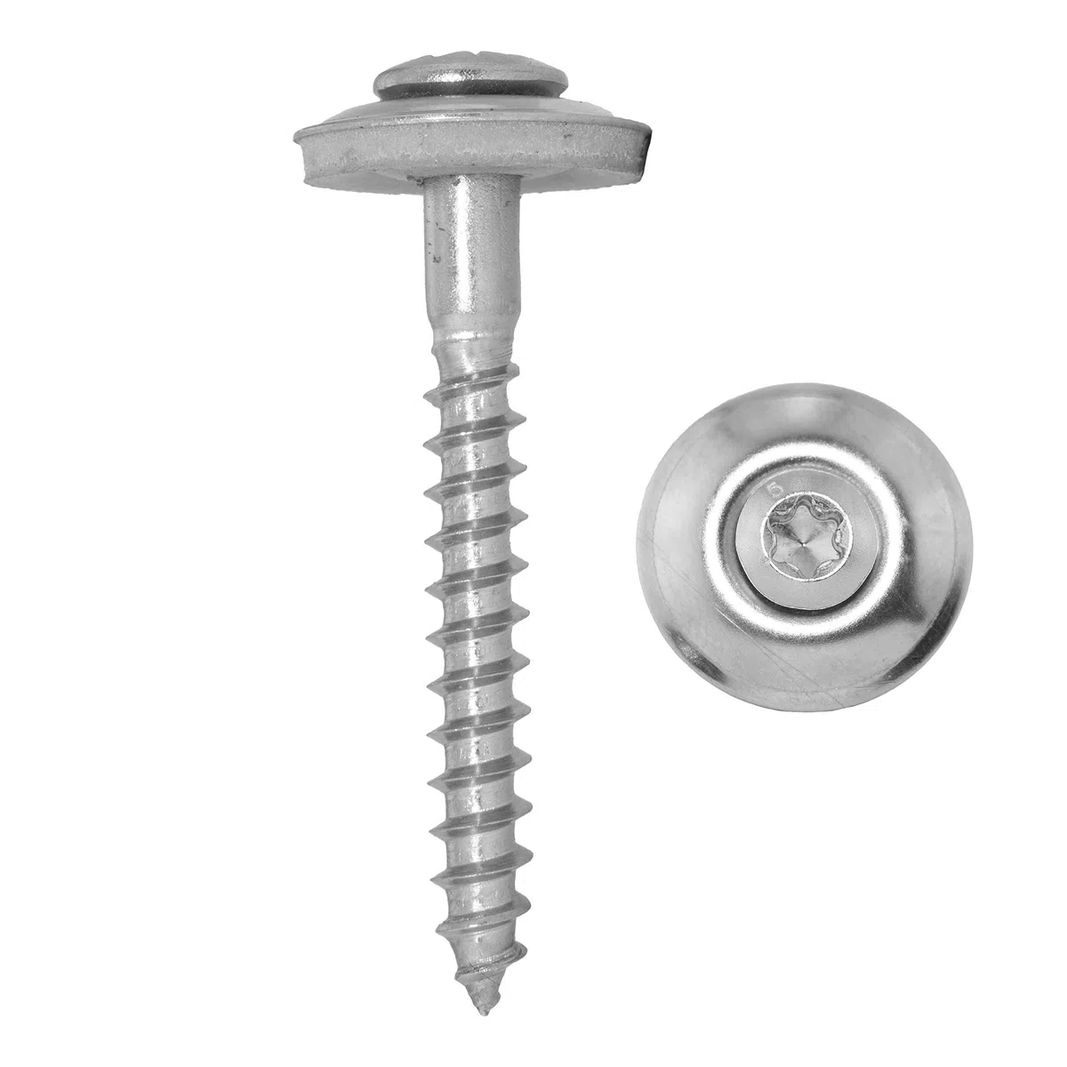20 Stück Spenglerschrauben 4,5 X 80 TORX TX-25 mit U-Scheibe (20mm) ähnl. DIN 7995 Edelstahl A2