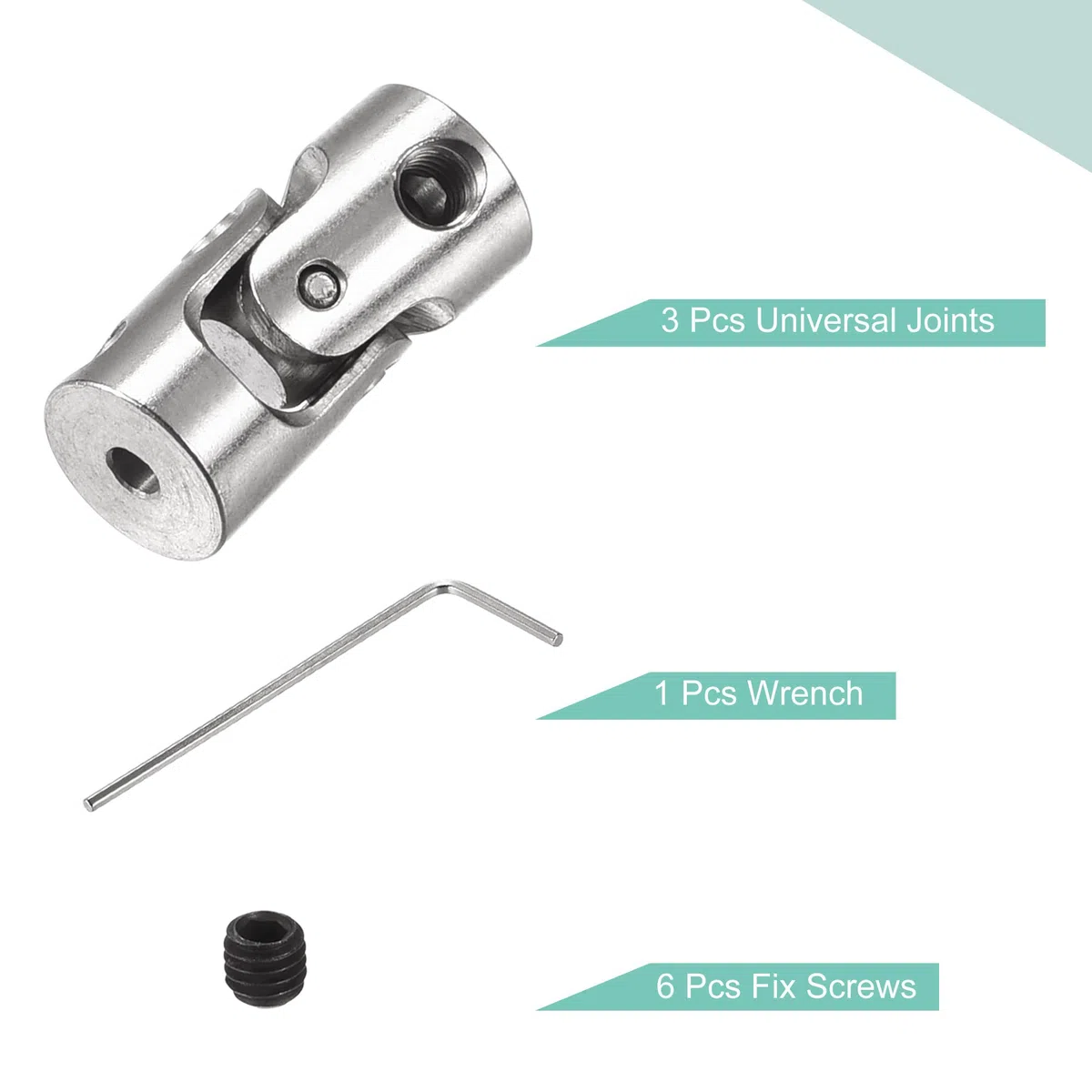 sourcing map 3 Stück Drehbare Kreuzgelenk Wellenkupplung 2mm bis 2mm Innendurchm. L18 x D8 mit Schrauben und Schraubenschlüssel für RC Modell