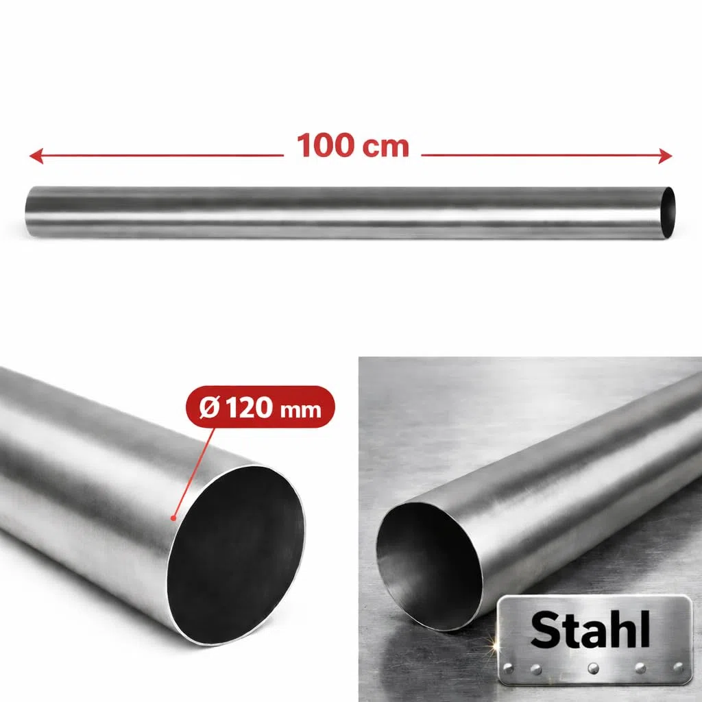Kolor Rauchrohr Ofenknie Ofenrohr Bogen Abgasrohre Kaminofenrohr 100-150 mm Heizung (Ø 120 Rohr 1000 mm)