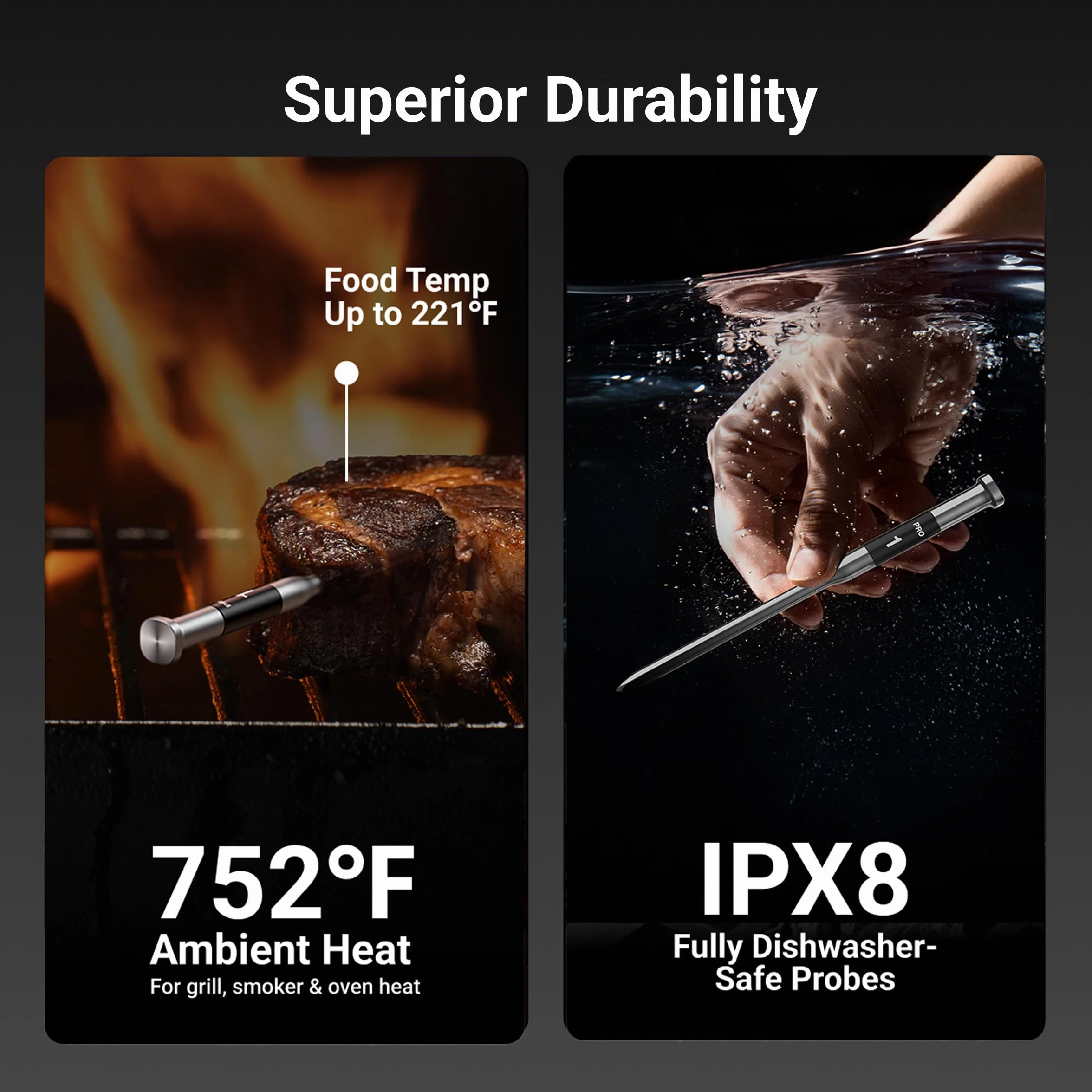 Sub-1G Wireless Meat Thermometer, 2 Probes WiFi Thermometer | 3000FT Open Range, Smart App + Base Control, 6 Sensor NIST ±0.5°F Accuracy, BBQ Smoker Grill Oven, Brisket Steak Turkey Pork