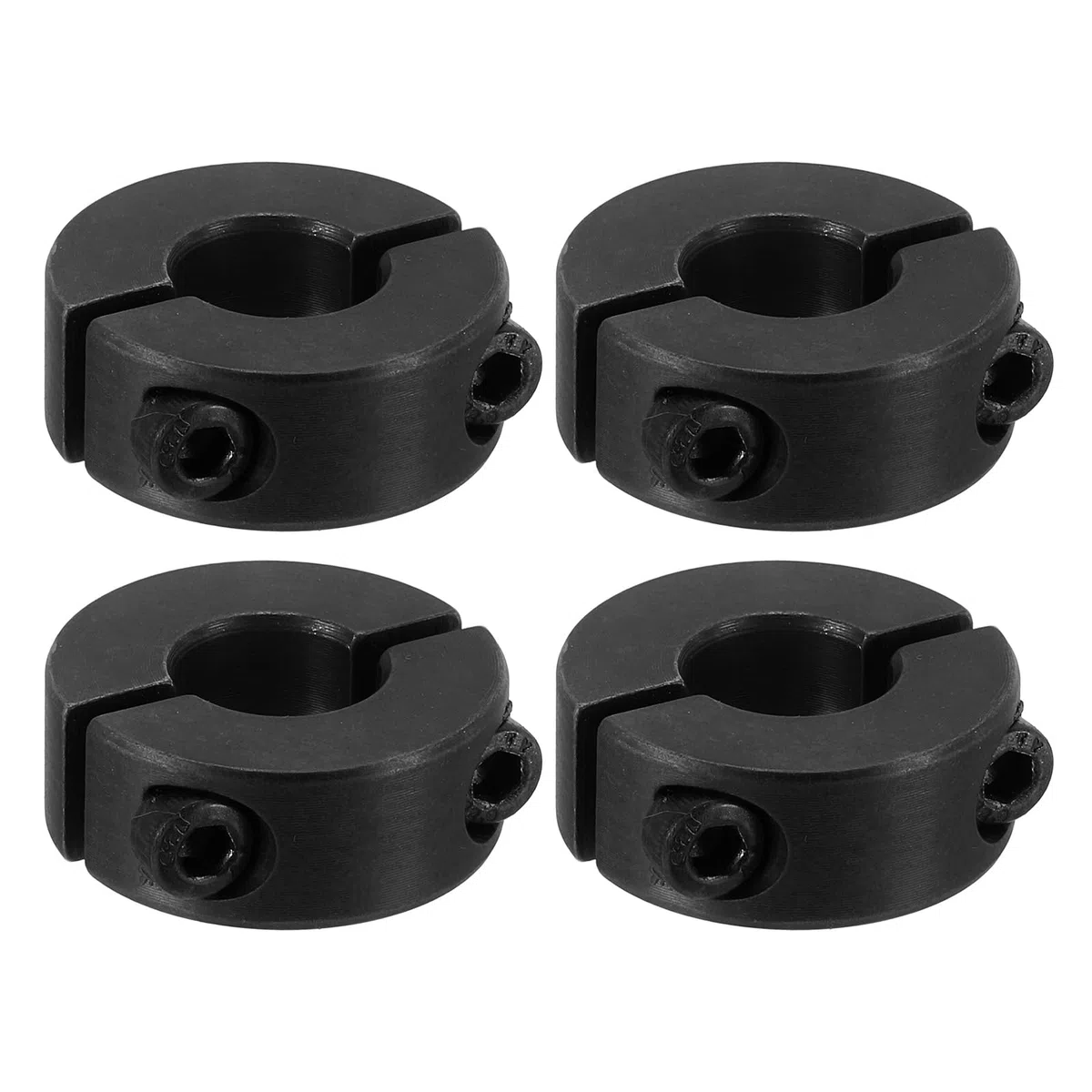 PATIKIL Geteilte Stellringe 12mm Langweilige 28mm OD 11mm Dicke, 4er Pack 45#Aluminiumlegierung Tiefenanschlagringe Klemm mit Gewindestift für die Maschinenbauindustrie, Schwarz
