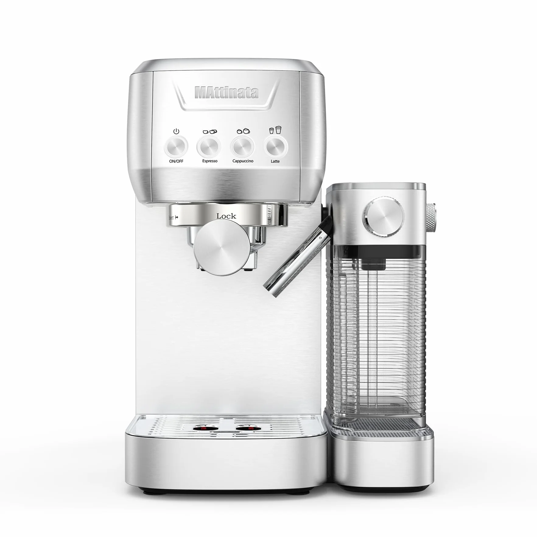 MAttinata 1632L Espresso Machine, Cappuccino Machine with Auto Milk Frother | Compact Coffee Maker, 20 Bar Italian Pump, Adjust Hot Milk Foam, Latte Art, 48 Oz Removeable Tank, for Home, Stainless Steel