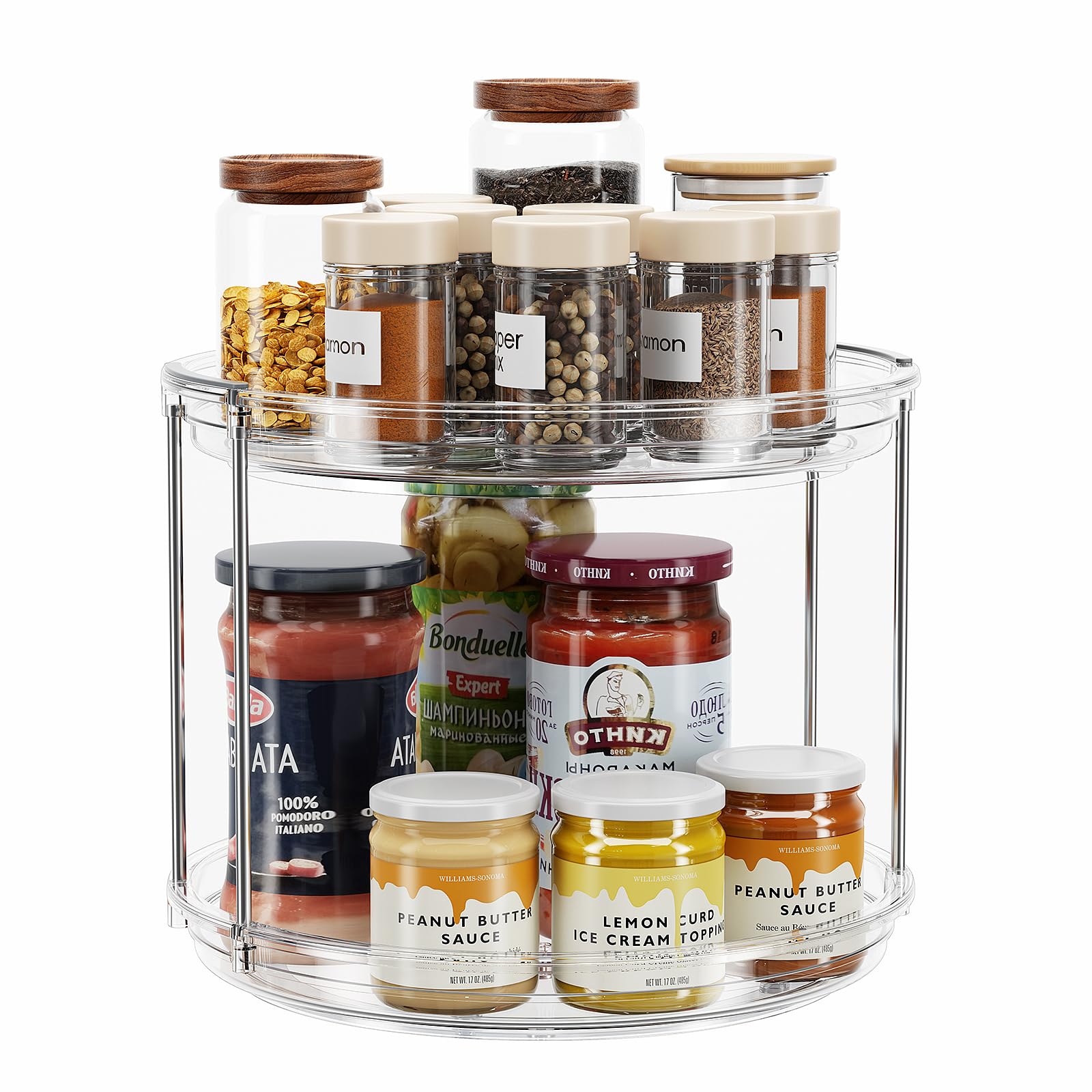 Elegant Two-Tier Rotating Organizer, Grey