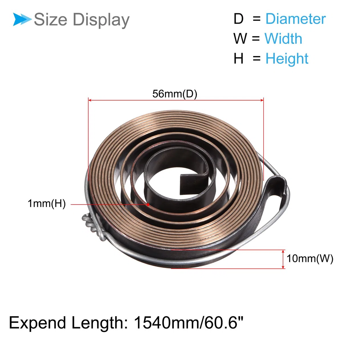 Bohrmaschinenfeder, 60,6" Länge 56x10x1mm Spindelfeder Rücklauf-Feder-Assembly - (Anwendungen: für Staubsauger-Volumenrohr-Spulenfeder), 2 Stück