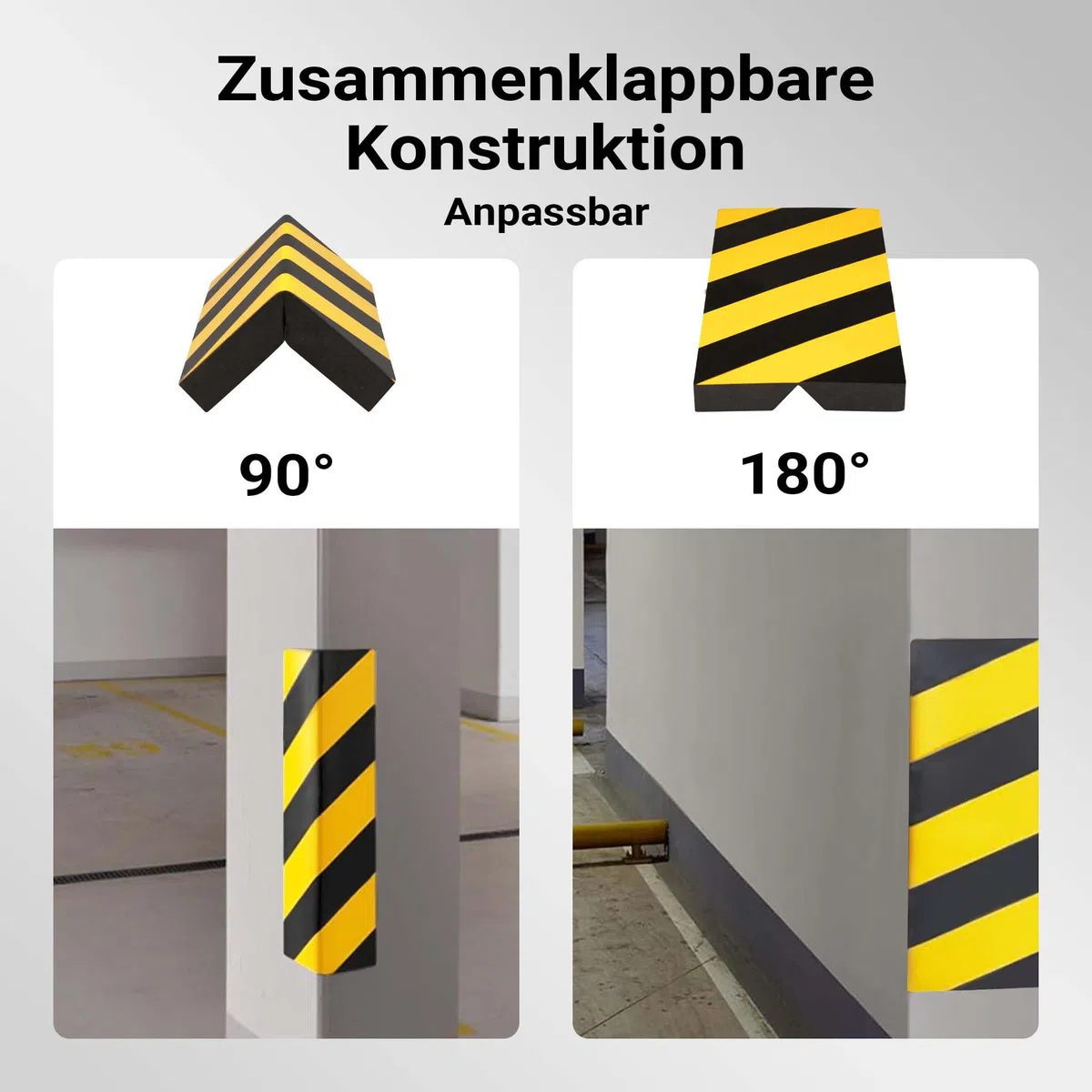 Wiltec Garagen Wandschutz 4 Stück je 400 x 75 x 20 mm, 4er-Set selbstklebender Türkantenschutz für Ihr Auto aus robustem EVA-Material, Einparkhilfe Garage